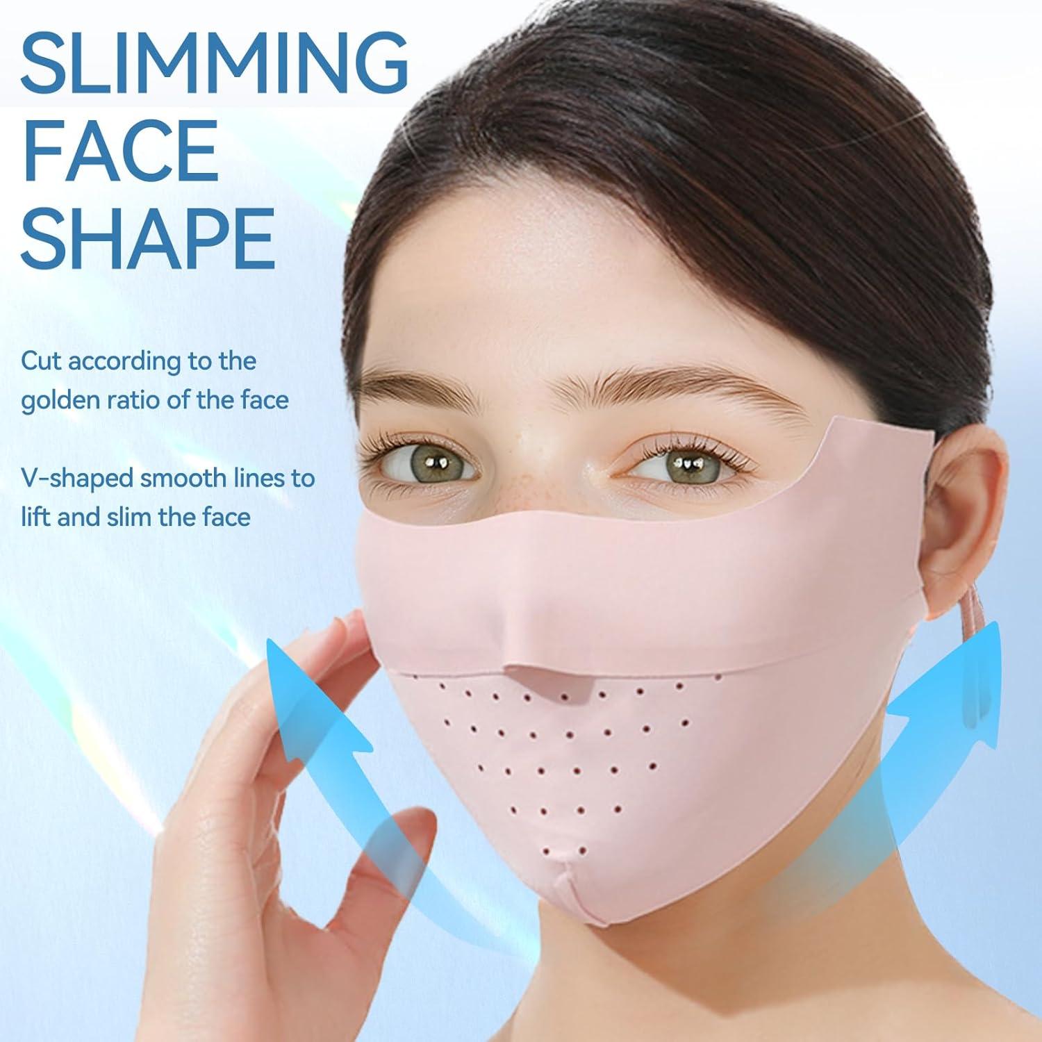 Máscara Facial Solar UPF 50+ Agorizeo Rosa Ajustable Reutilizable