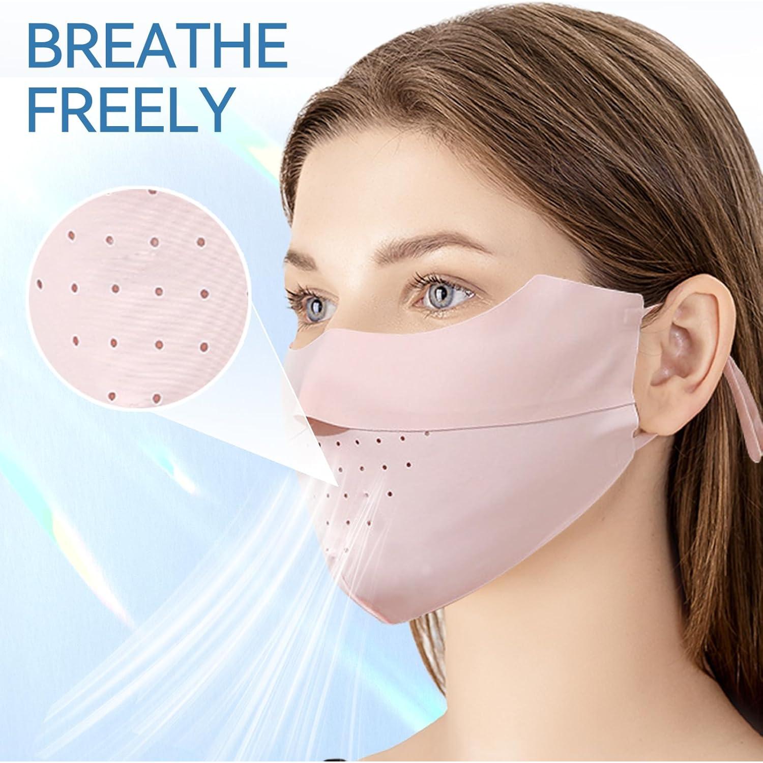 Máscara Facial Solar UPF 50+ Agorizeo Rosa Ajustable Reutilizable