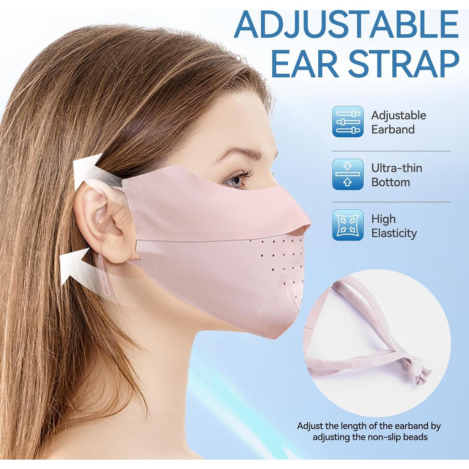 Máscara Facial Solar UPF 50+ Agorizeo Rosa Ajustable Reutilizable