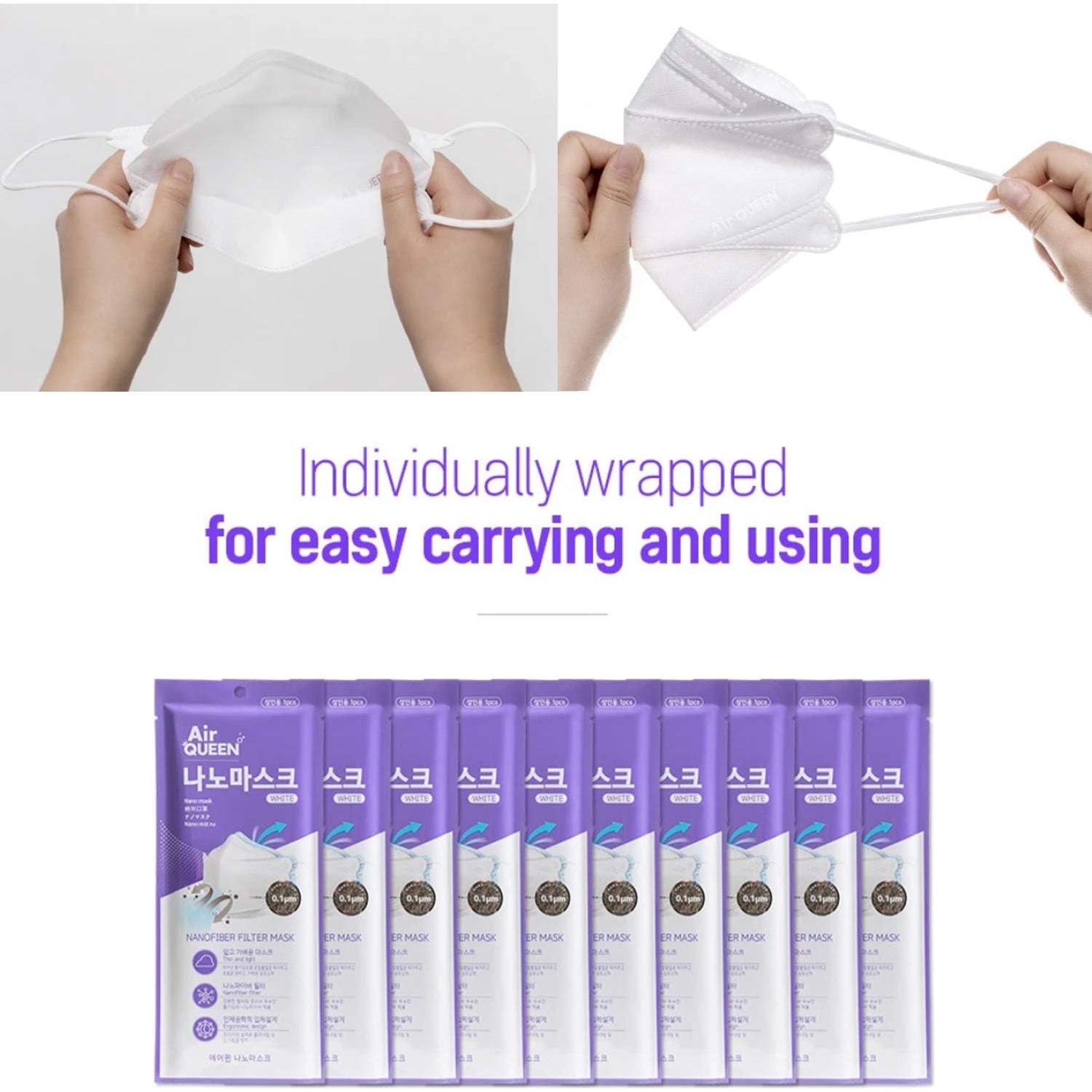 Mascarillas Faciales AIRQUEEN 10 Unidades Filtro Nano 3 Capas