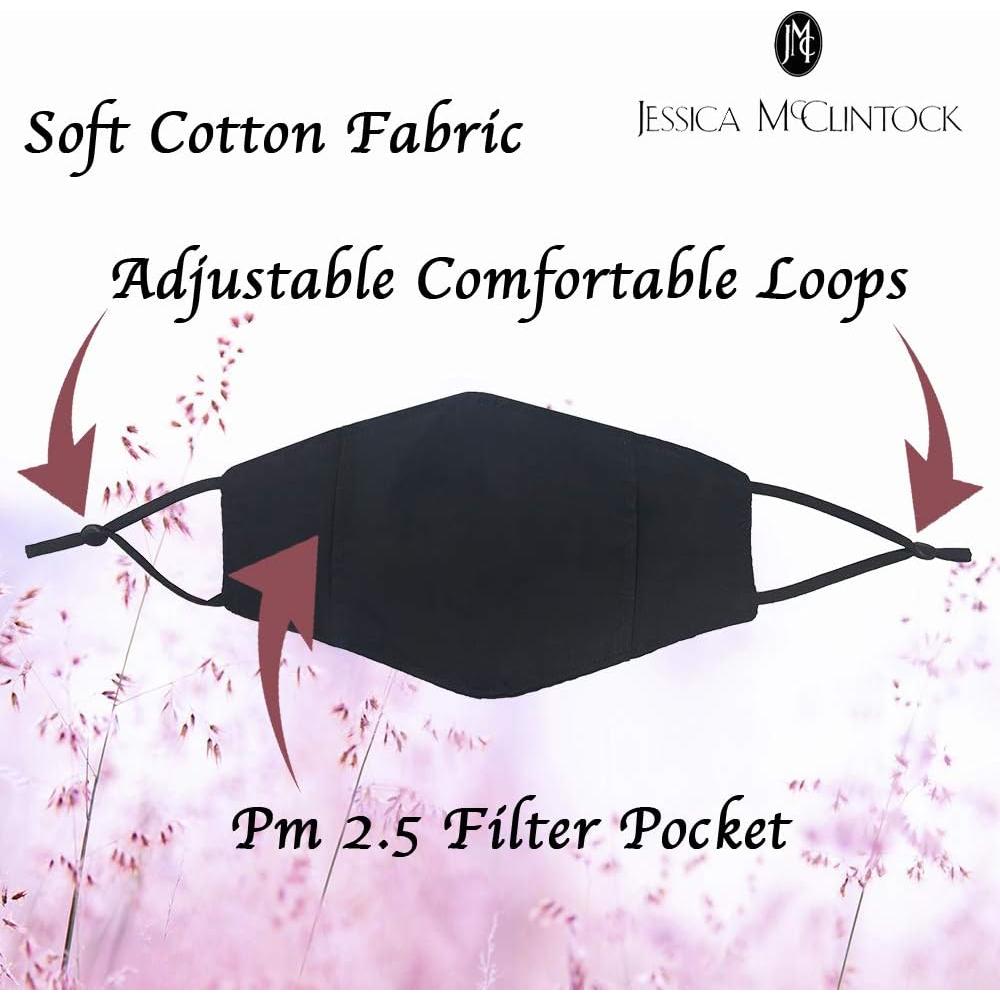 Máscara Facial de Tela Jessica McClintock 2 Piezas Algodón Negro