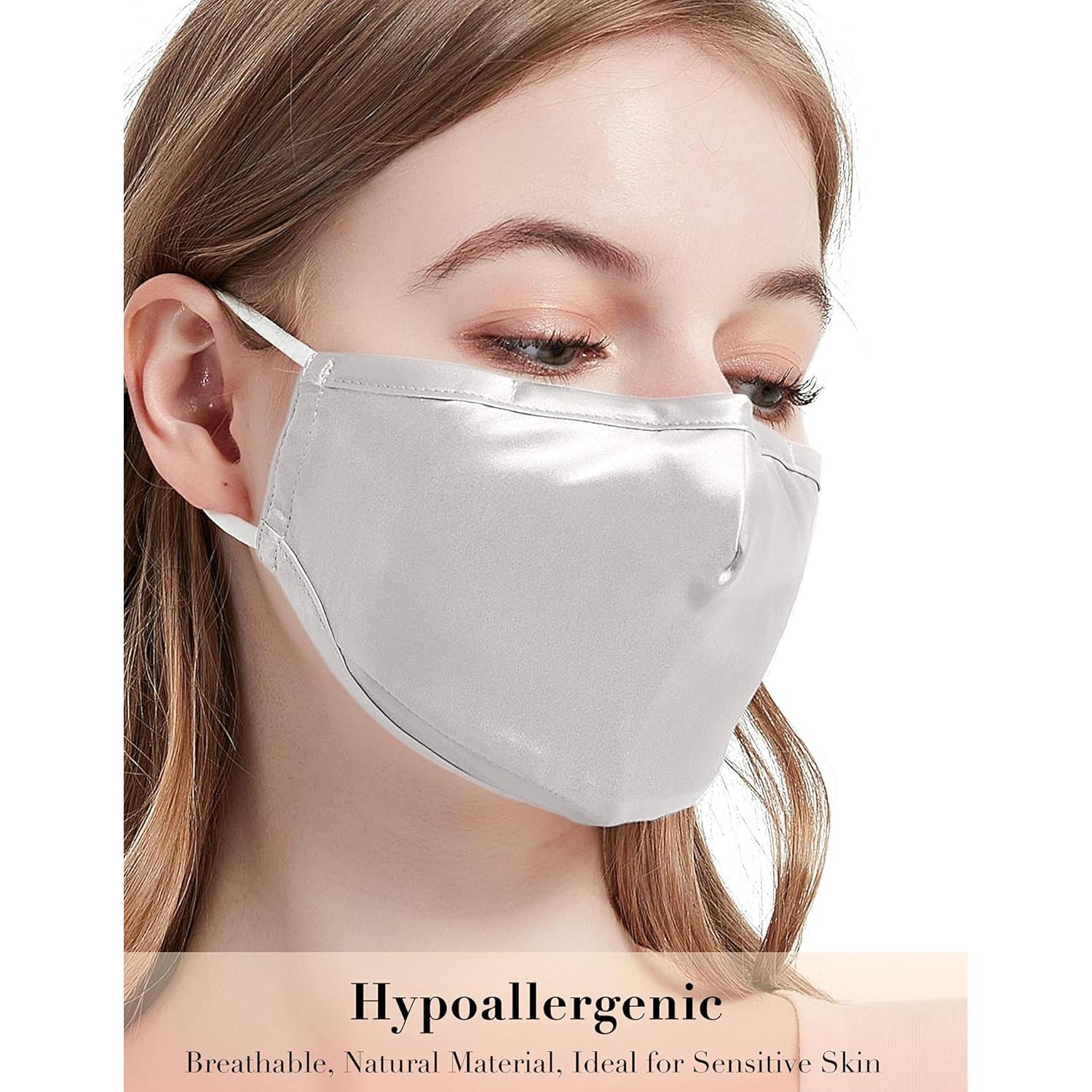 Mascarilla de Seda de Morera 100% Ajustable con Filtro Plata