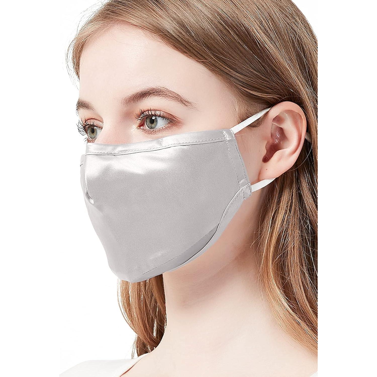 Mascarilla de Seda de Morera 100% Ajustable con Filtro Plata