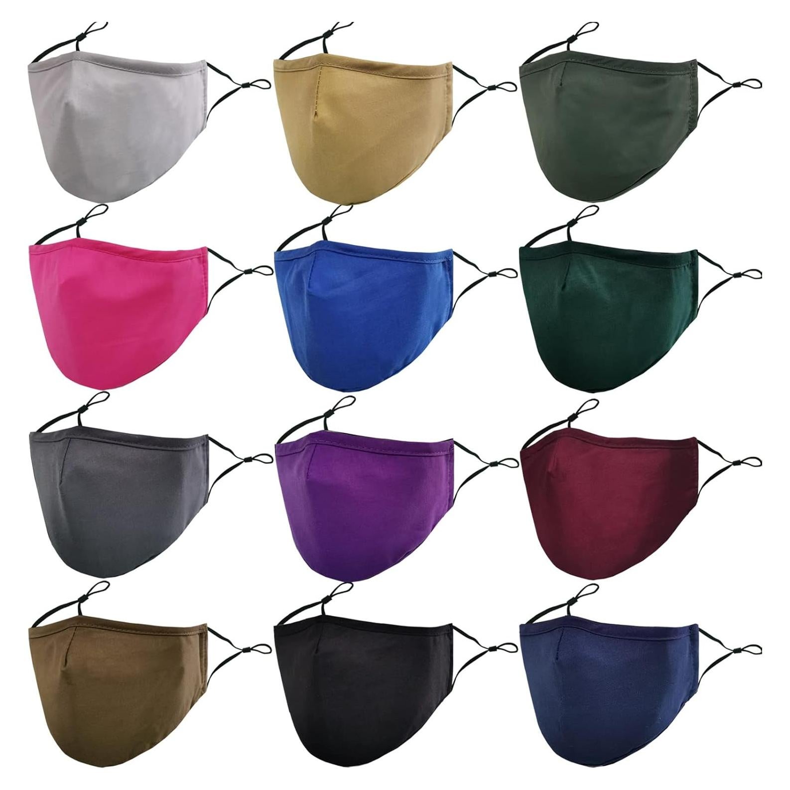 Mascarillas de Tela Reutilizables 12 Pcs Adultos Algodón