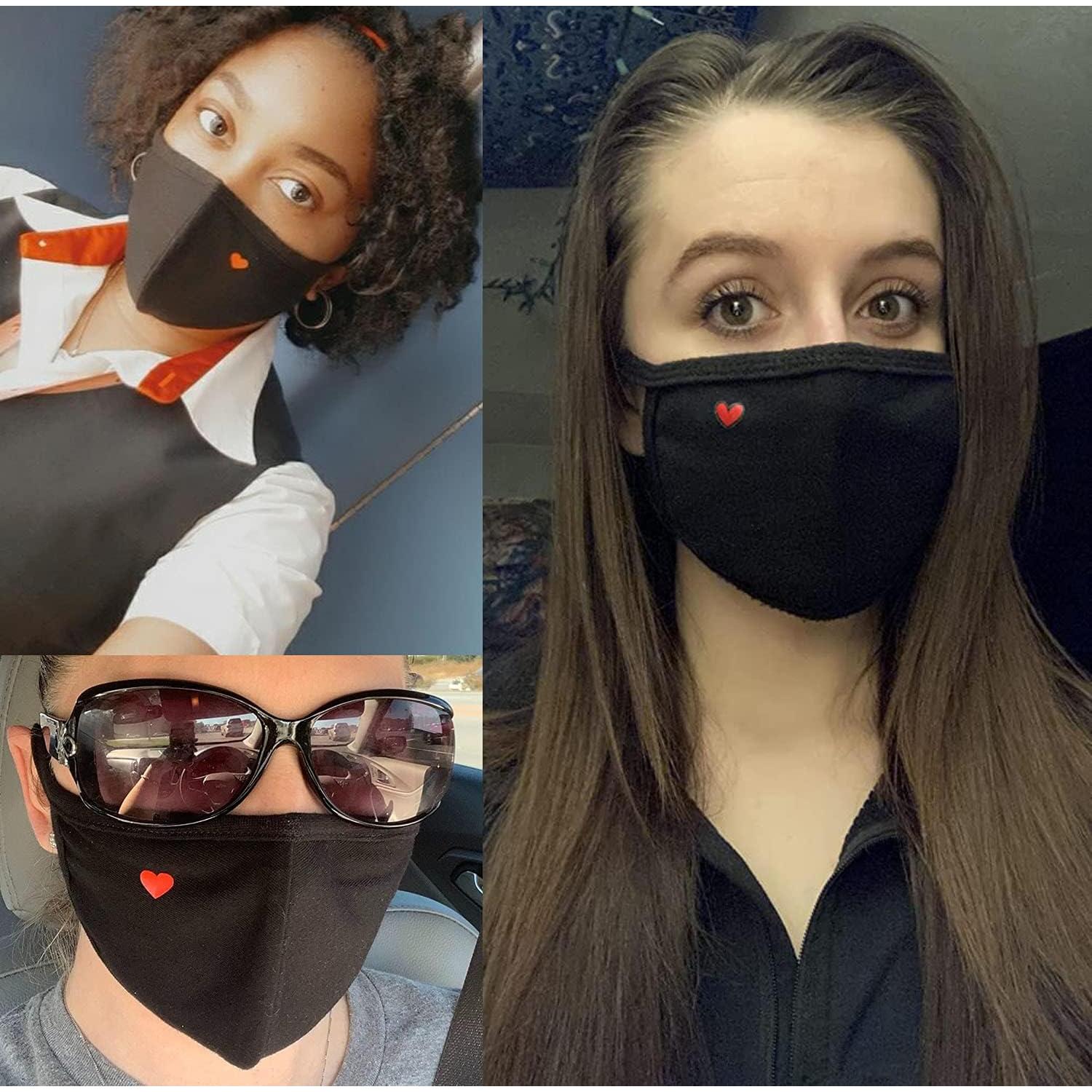 Mascarillas de Tela de Corazón Yiiza - Paquete de 3 Algodón