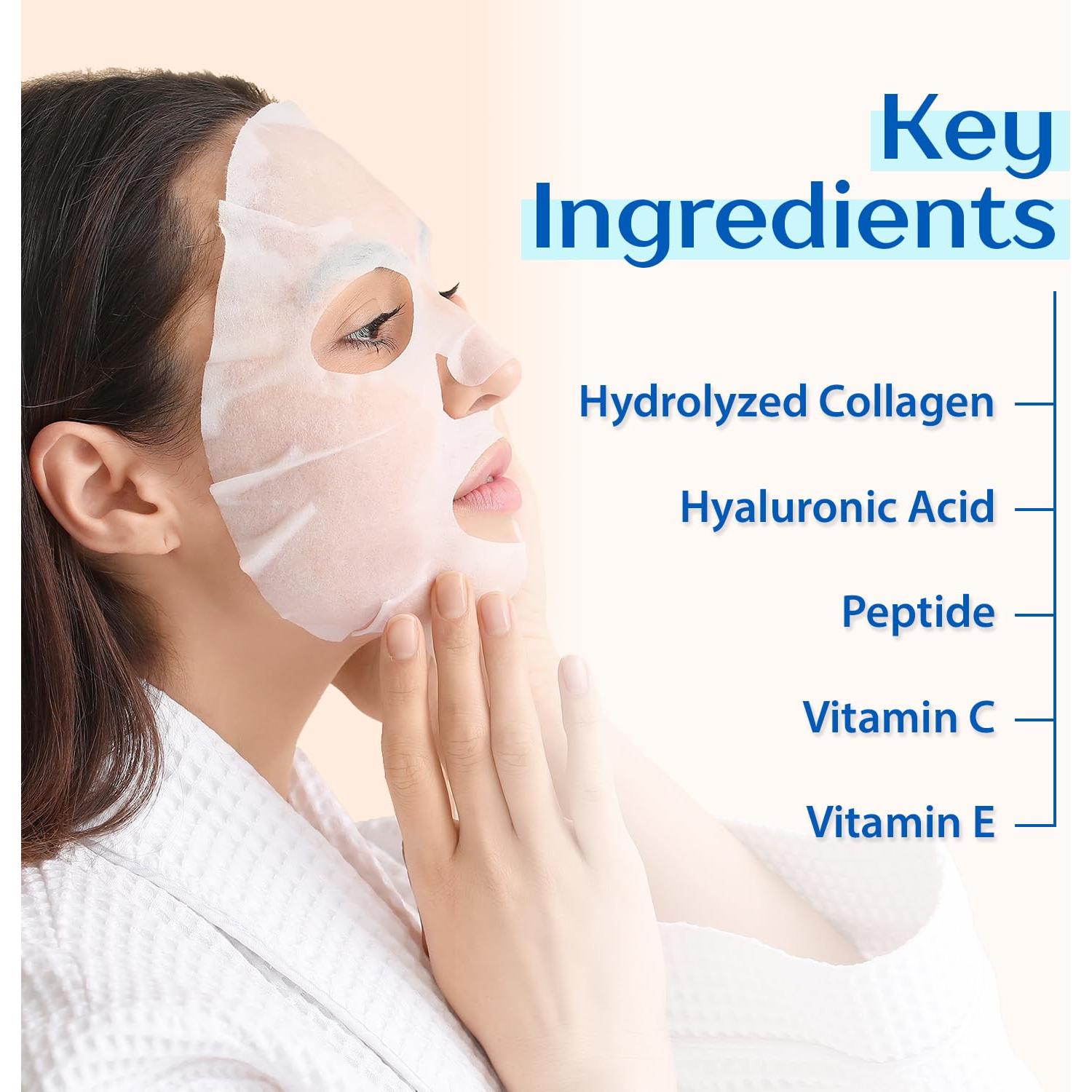 Mascarillas Faciales Hidratantes Ebanel - 20 Piezas Colágeno