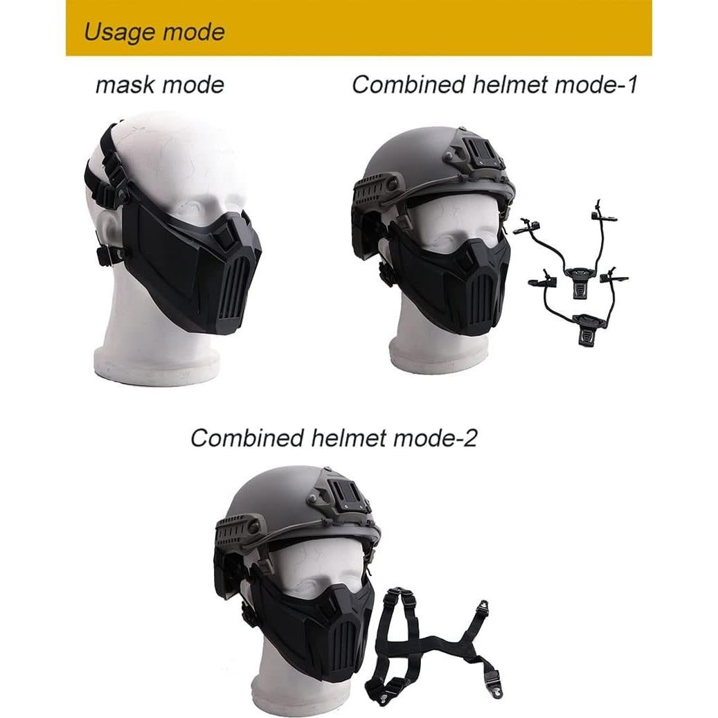 Máscara de Airsoft Yeesport 4546 con Correa Ajustable - Negro