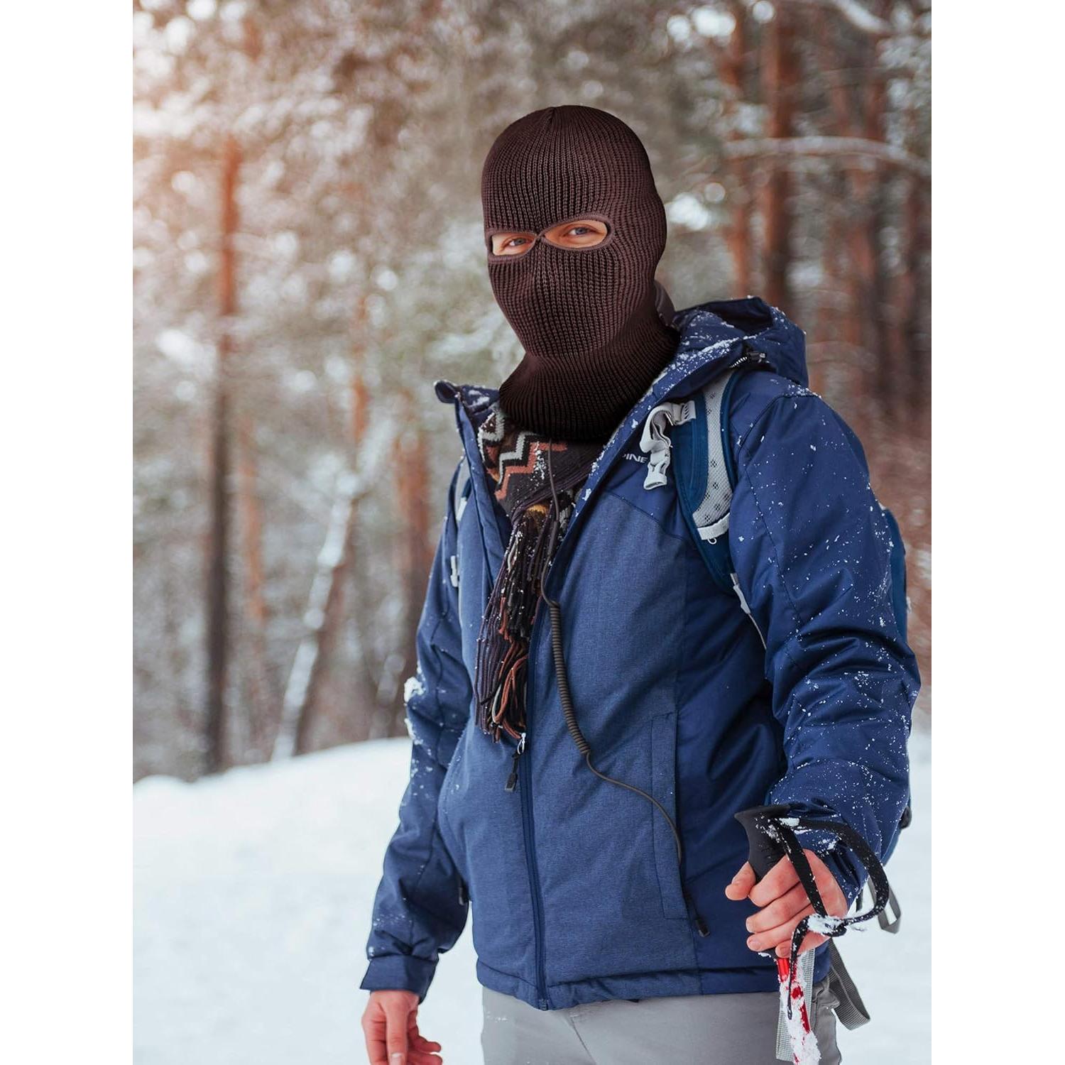 Blulu 3 Pack Máscaras de Esquí Tejidas Invierno 2 Agujeros