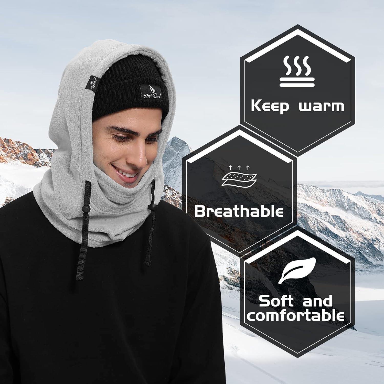 Balaclava de Esquí Polar Gris Unisex Resistente al Viento