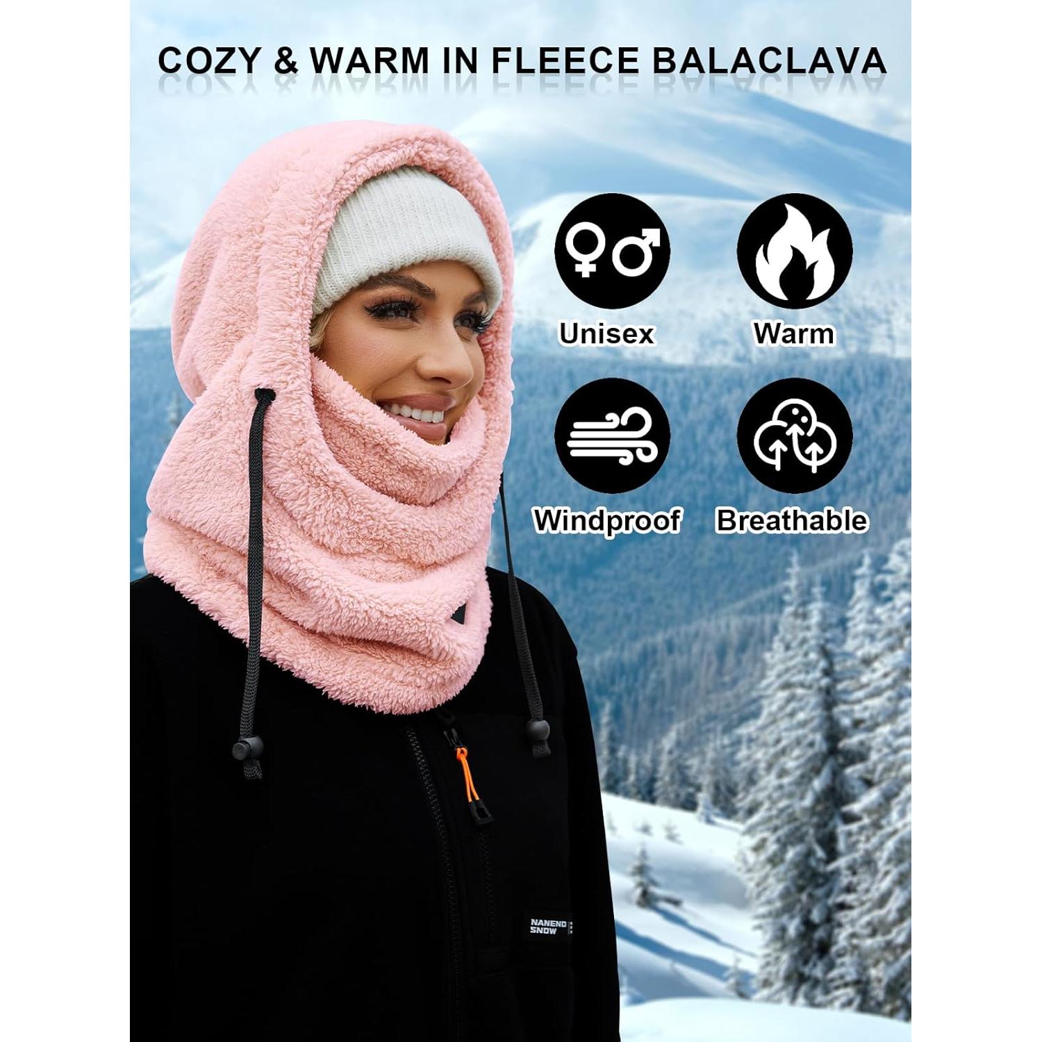Balaclava de Forro Polar Rosa Unisex a Prueba de Viento