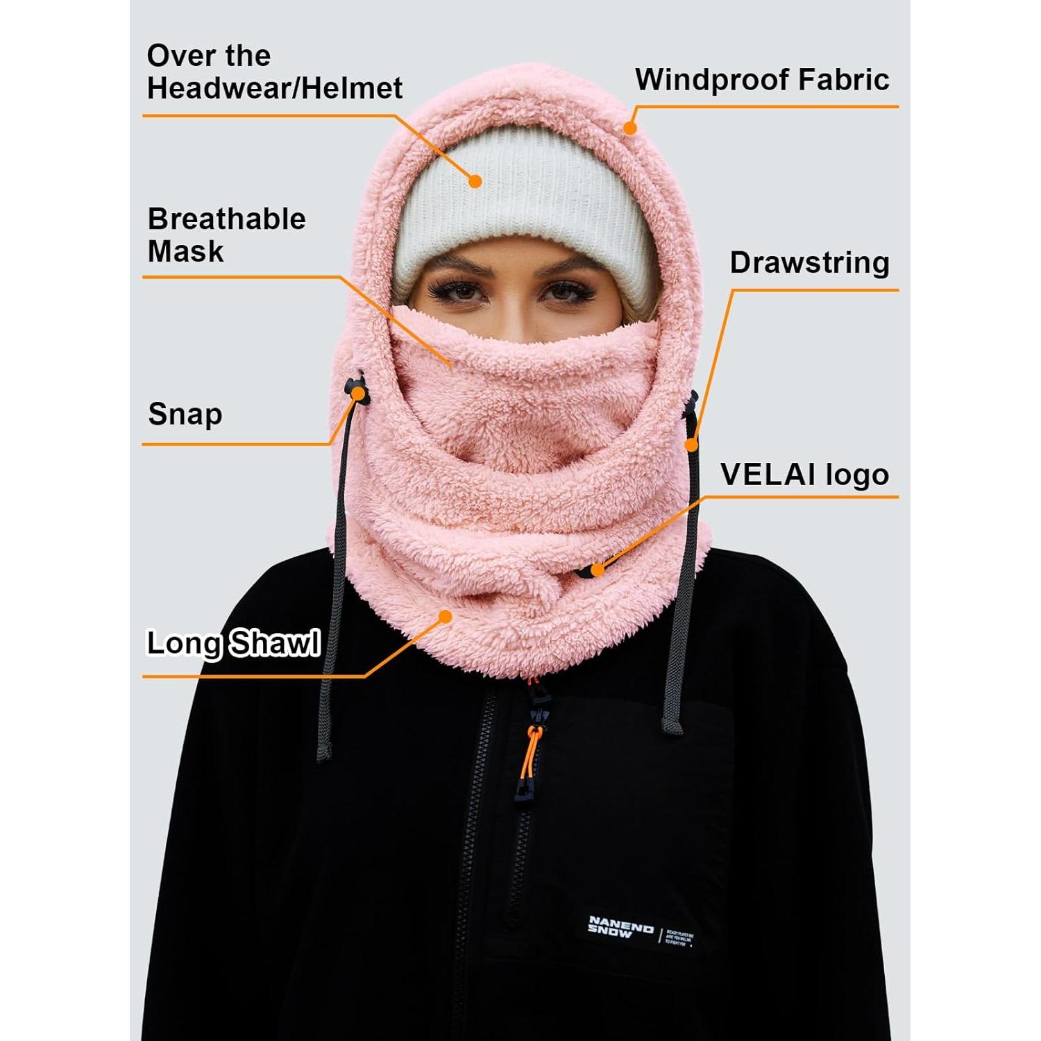 Balaclava de Forro Polar Rosa Unisex a Prueba de Viento