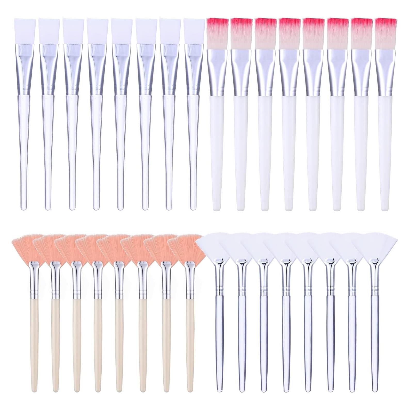 Conjunto de 32 Brochas de Maquillaje Honeydak - Rosa y Blanco