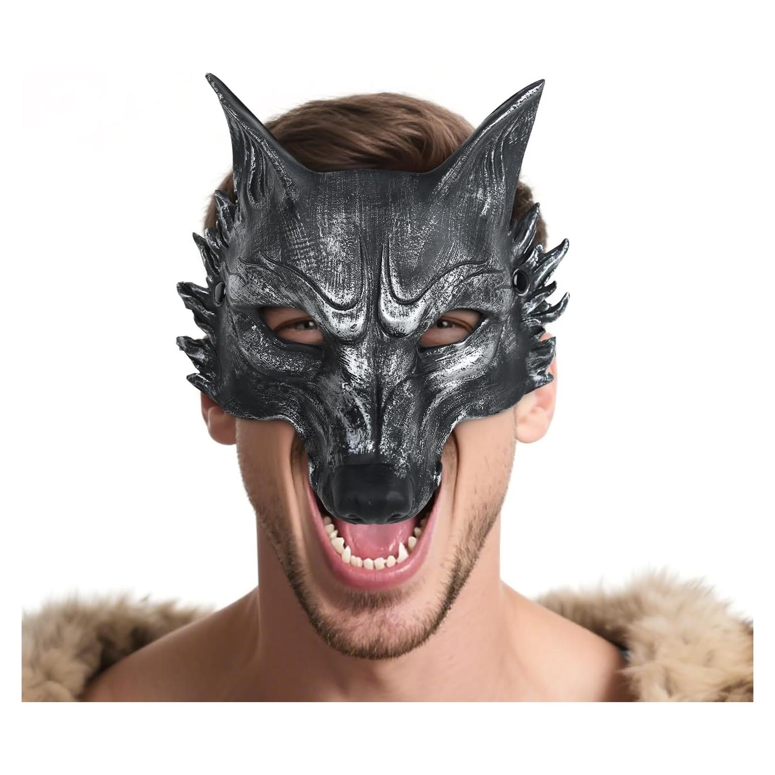 Máscara de Lobo VZQI Adulto Halloween Medio Rostro Realista
