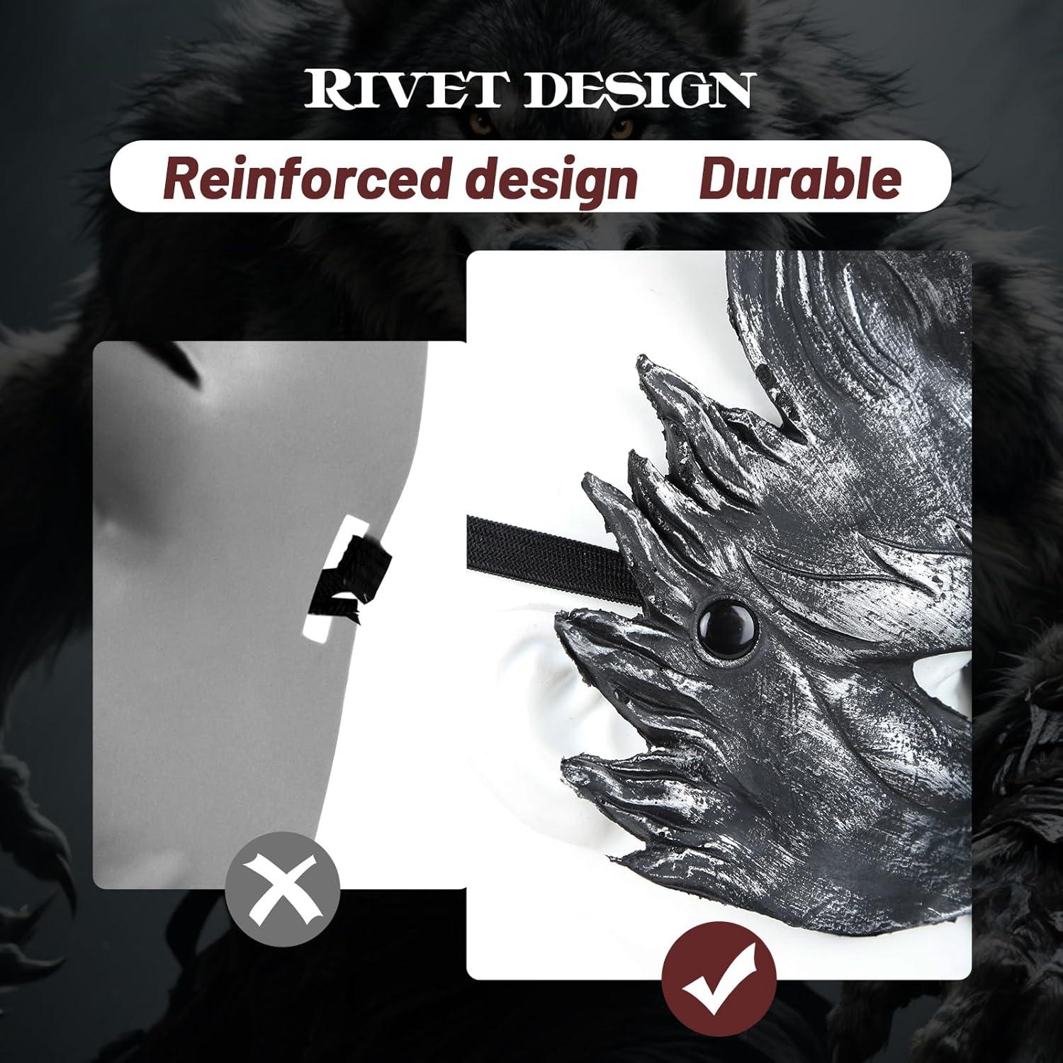 Máscara de Lobo VZQI Adulto Halloween Medio Rostro Realista