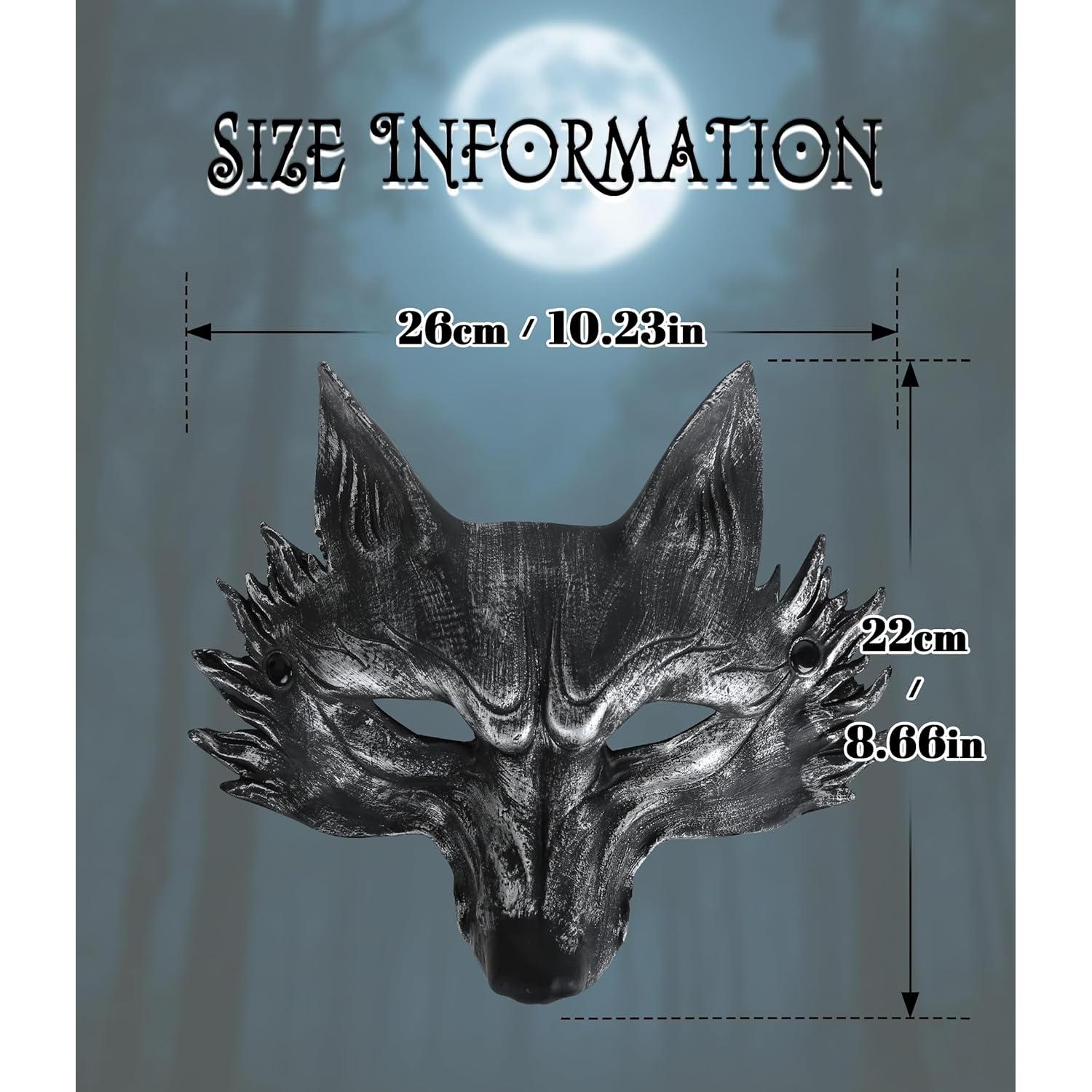 Máscara de Lobo VZQI Adulto Halloween Medio Rostro Realista