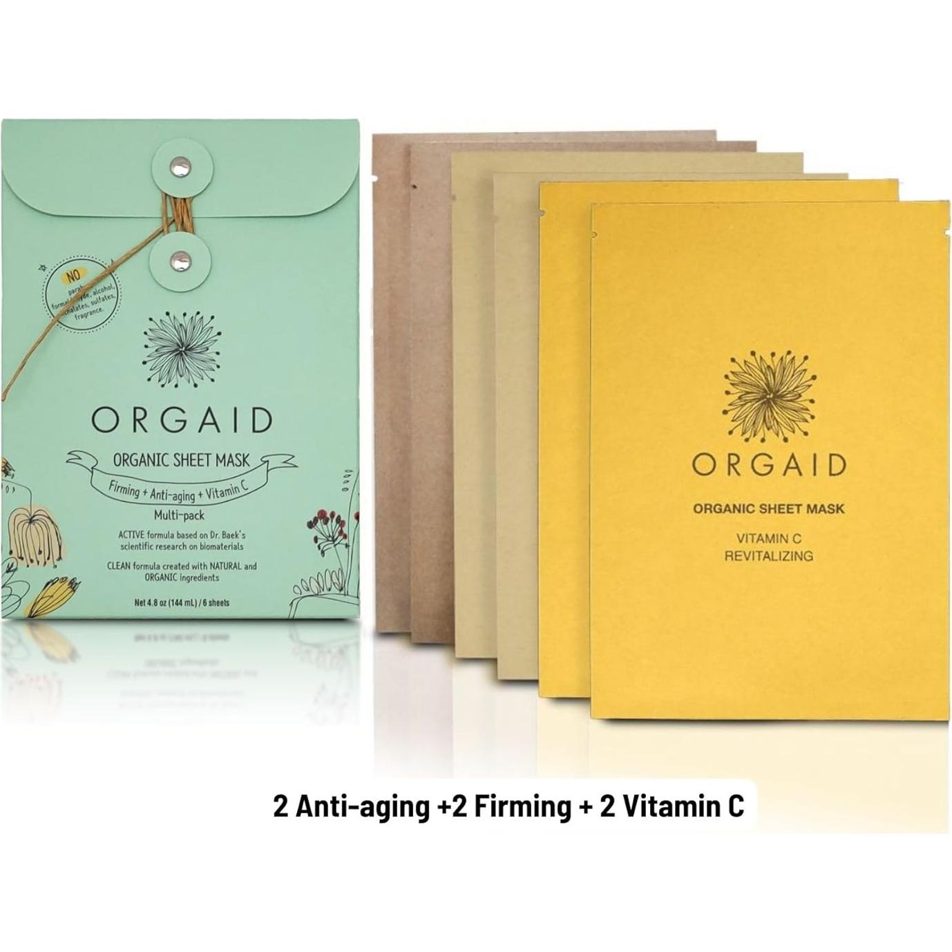 Máscaras de Hoja Orgánica ORGAID - Paquete Variado 6 Unidades