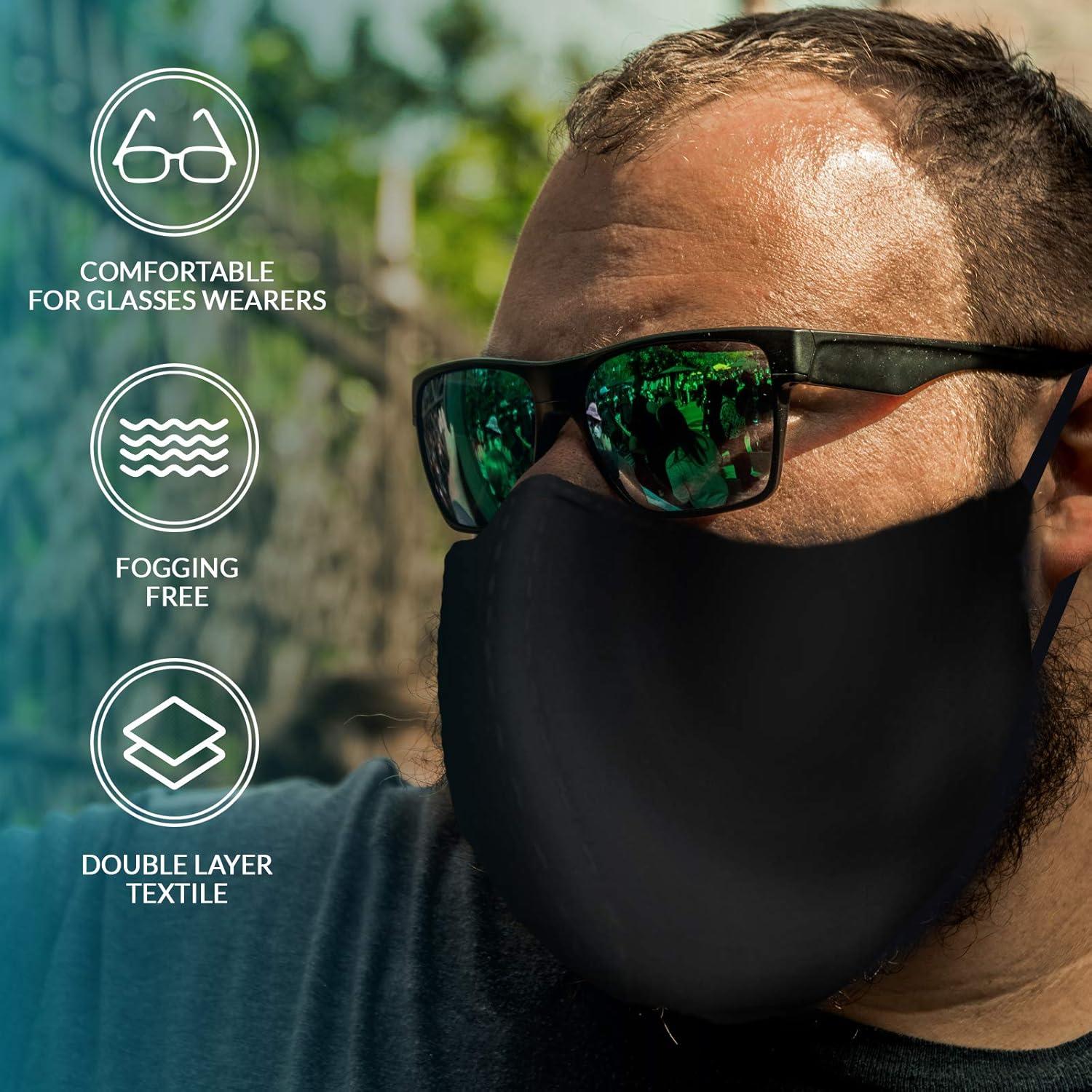 Máscara Facial Reutilizable Aonsen Adulto XL 3 Paquete - Negro