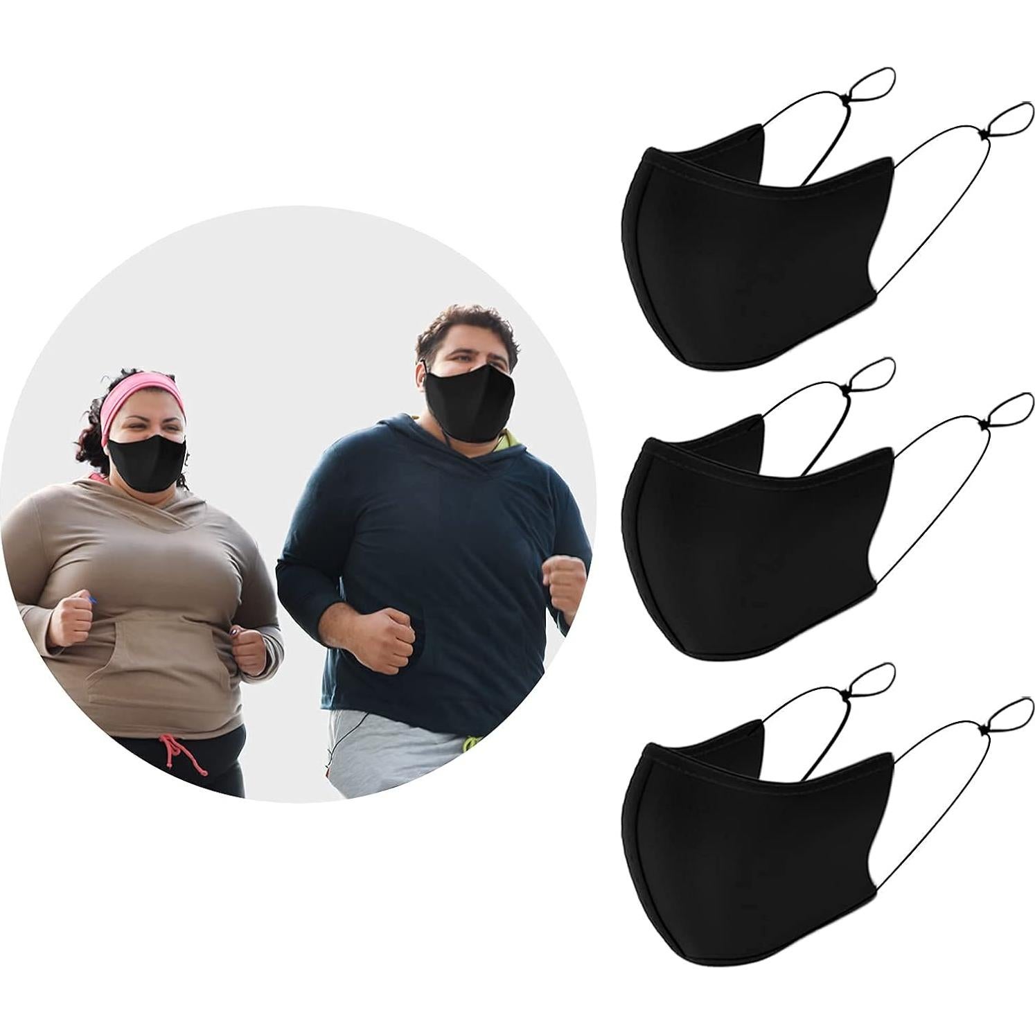 Máscara Facial Reutilizable Aonsen Adulto XL 3 Paquete - Negro