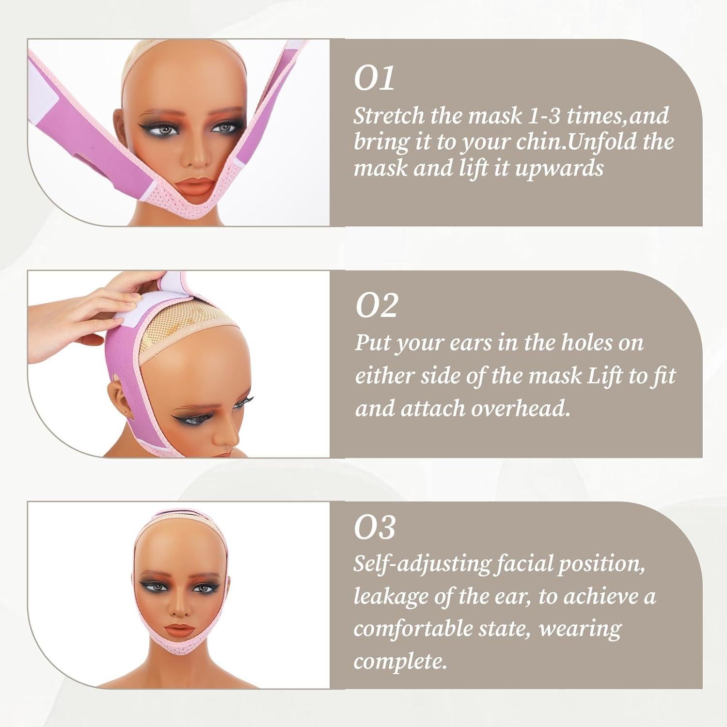 2 Piezas Máscara Reutilizable para Levantar la Cara Tucnoeu