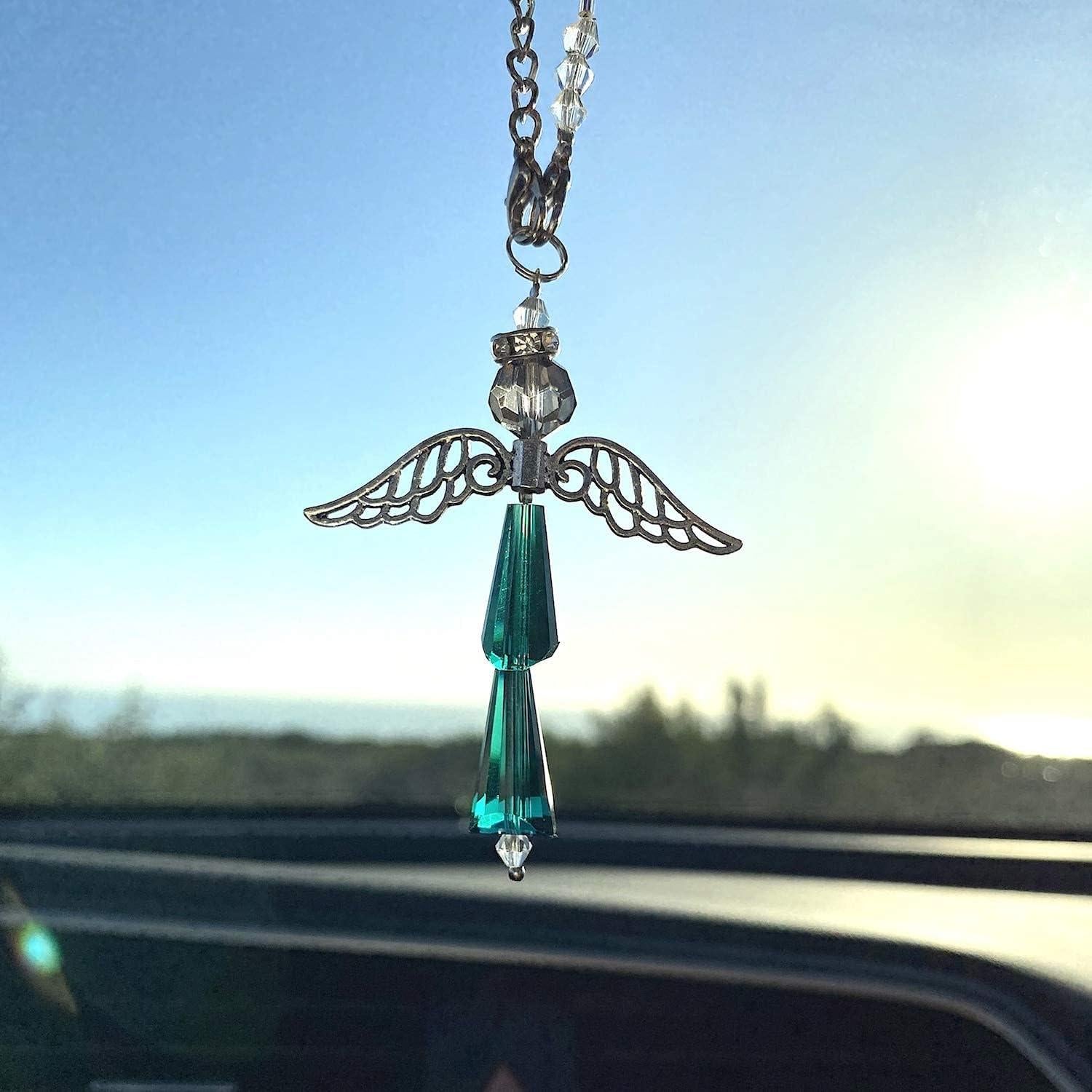 Encanto de Ángel Guardián de Cristal Esmeralda para Auto