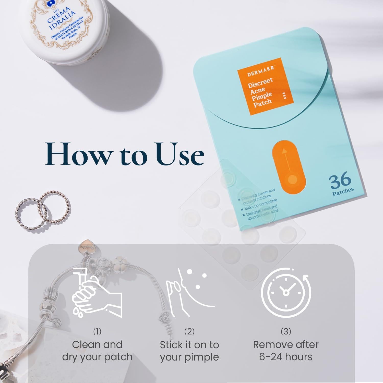 Parche Discreto para Acné DERMAKR - 36 Parches Hidrocoloide