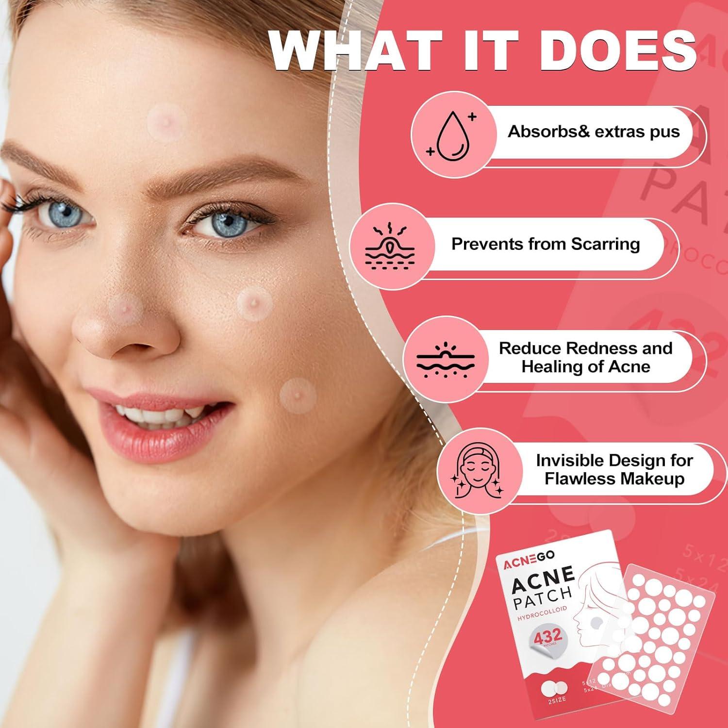 Parches para Acné Hidrocoloides AcneGo 432 Contadores 8mm y 12mm