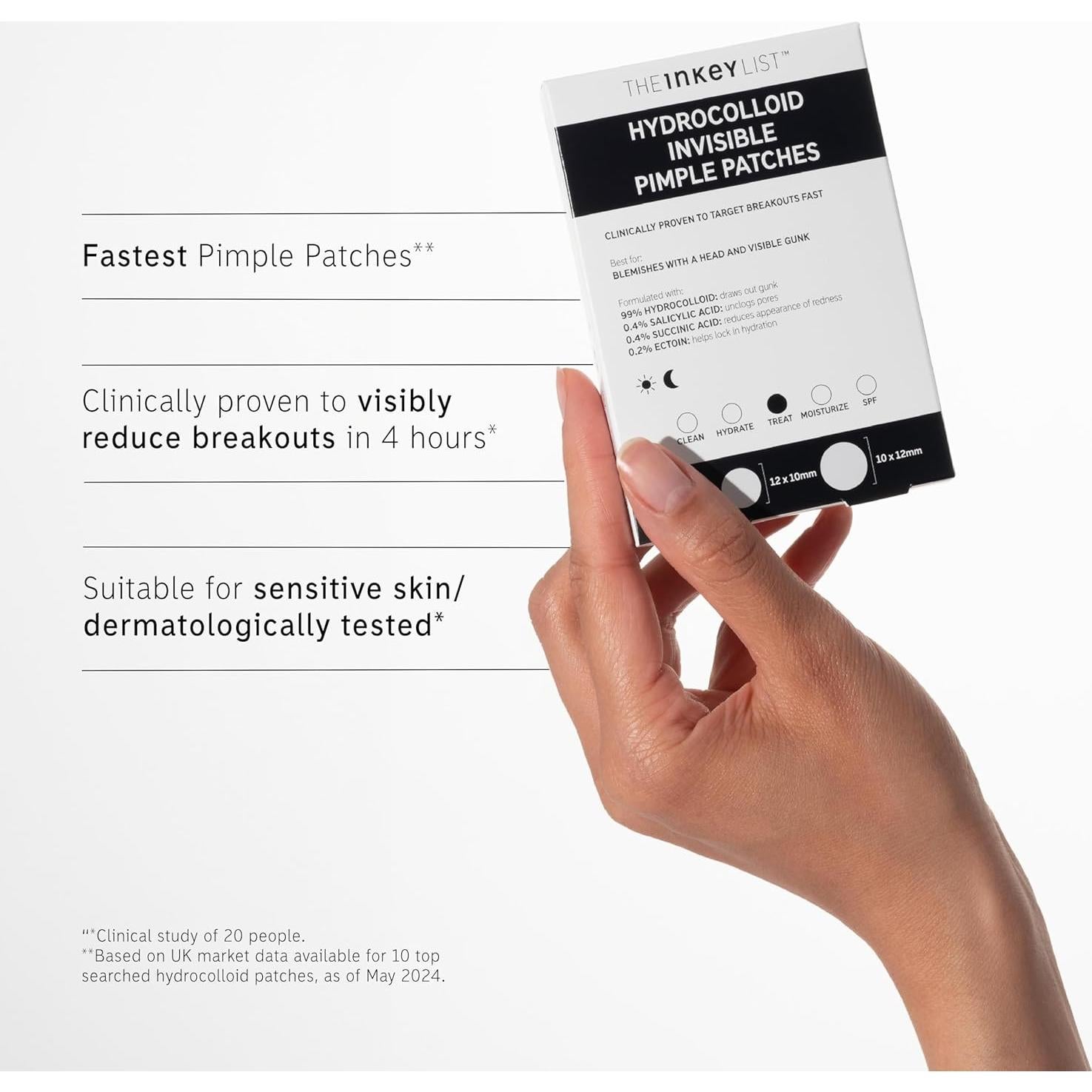 Parches Invisibles para Granos Hydrocolloid The INKEY List - 12 Piezas