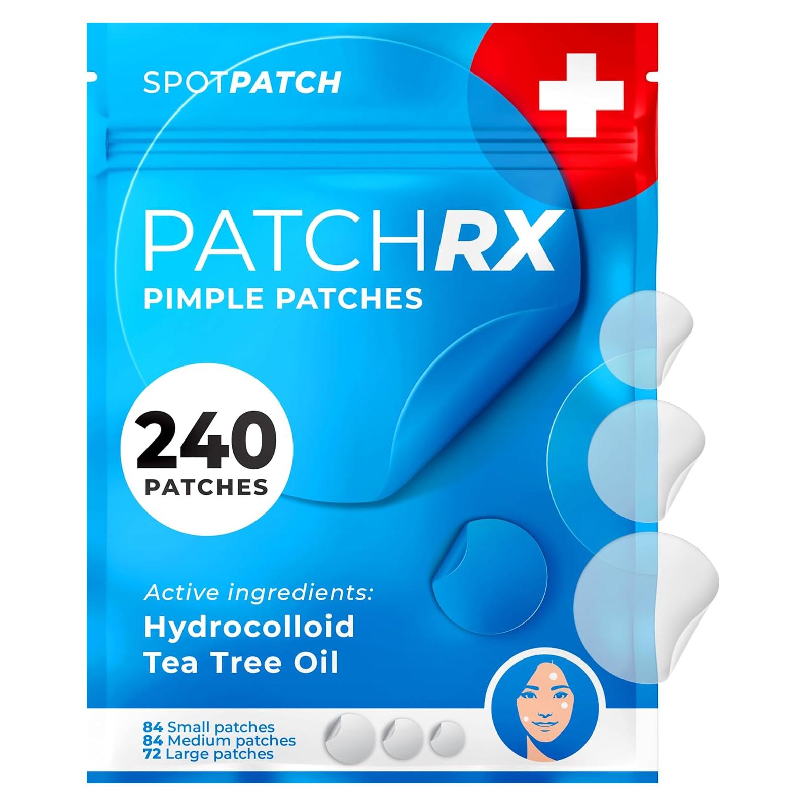 Parches para Granos Hydrocolloid PatchRx - 240 Unidades con Aceite de Árbol de Té