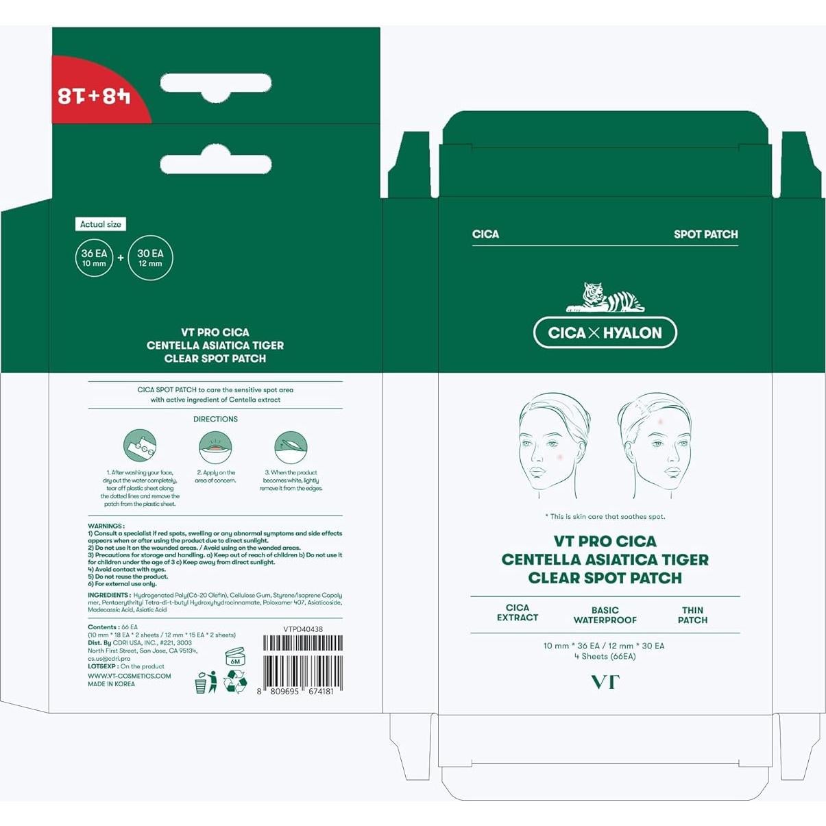 Parche CICA VT COSMETICS 66 Unidades - Centella Asiatica