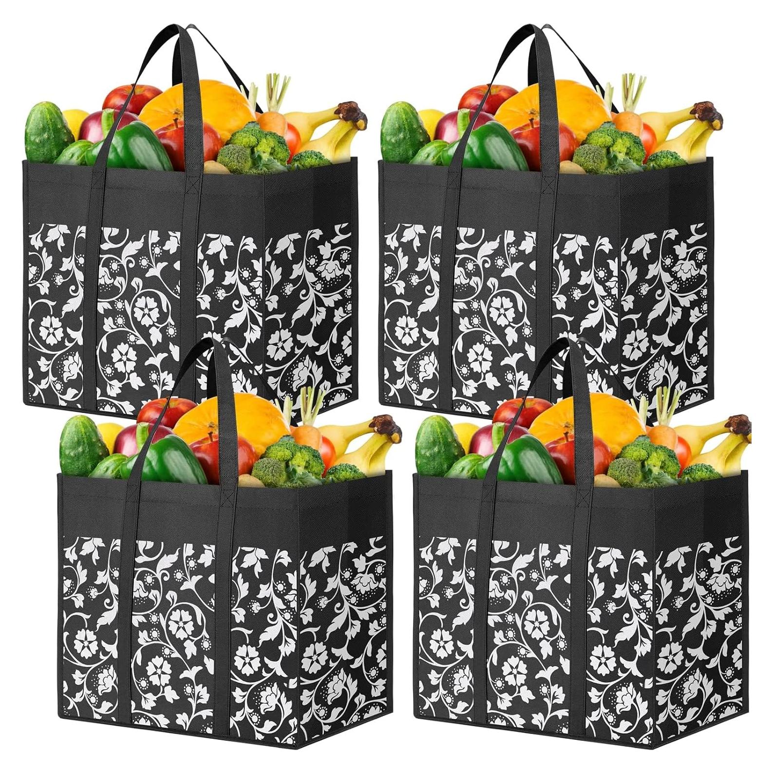 Bolsas de Compras Reutilizables WOWBOX 4 Piezas 35L Negro