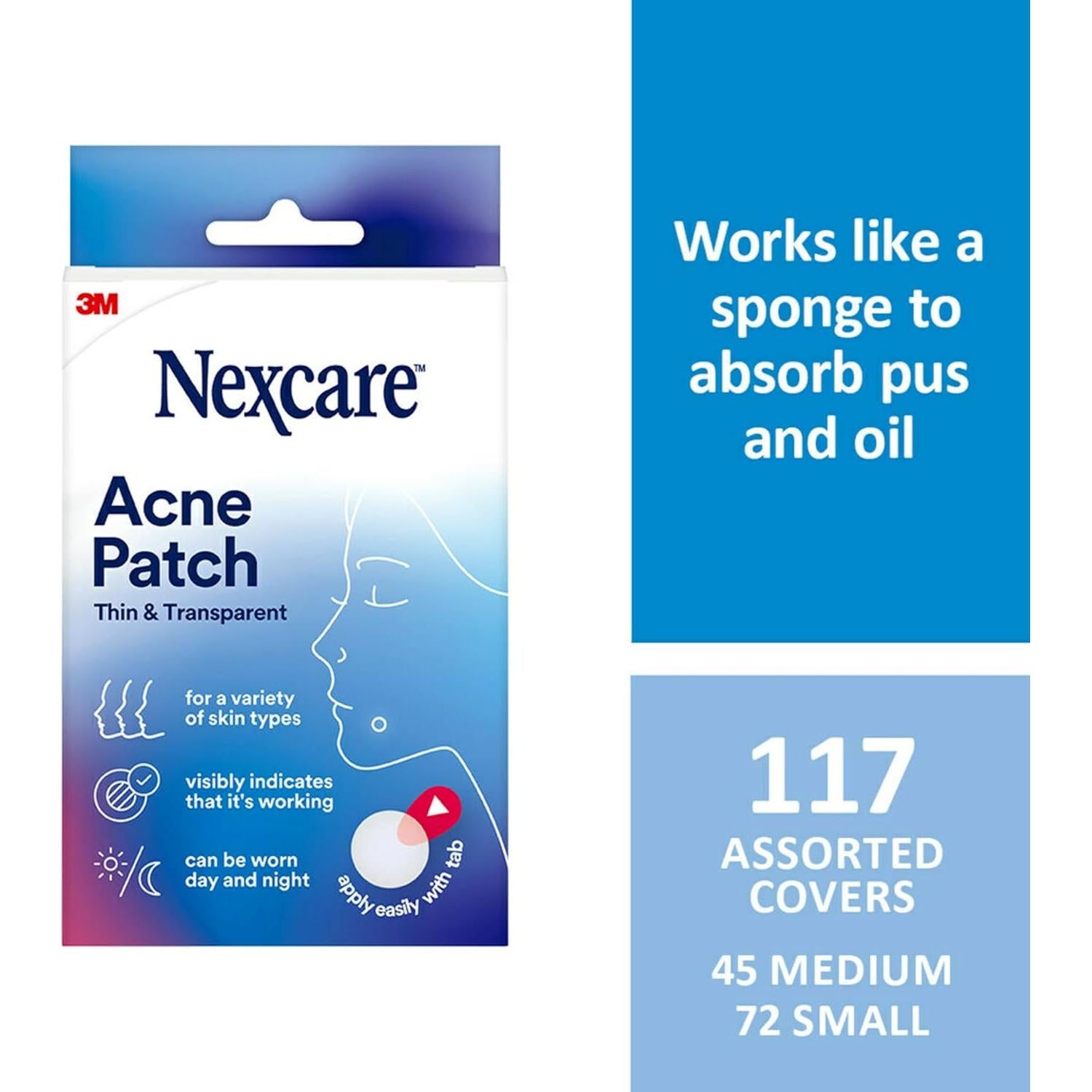 Parche para Acné Nexcare 117 Parches Hidrocoloide Transparente