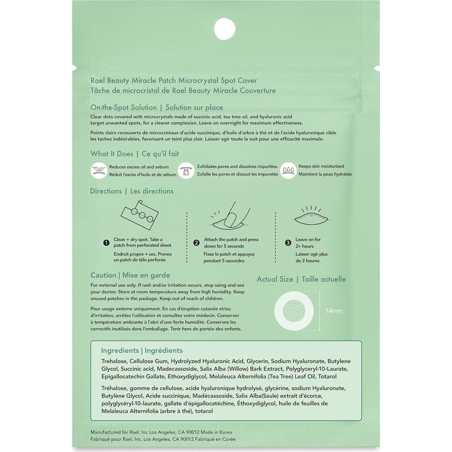 Parche Hidrocoloide para Acné Rael - Invisible, Vegano, 33 Unidades