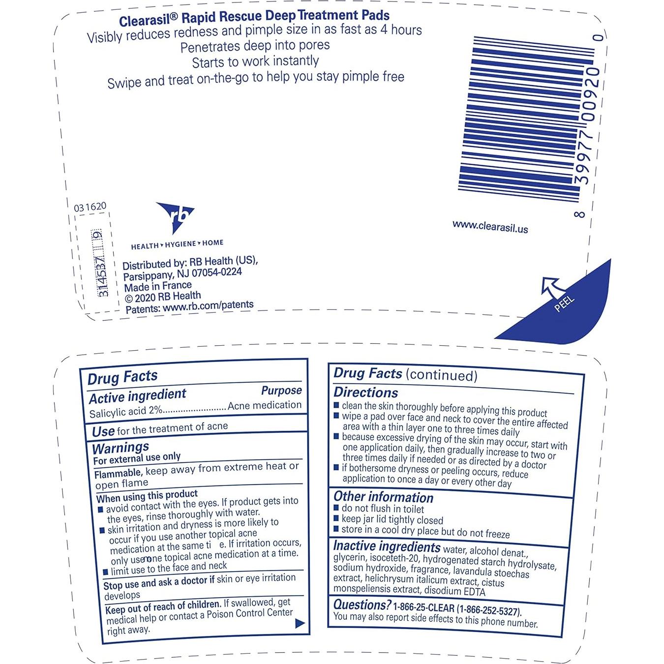 Almohadillas Clearasil Ultra 90 Unidades - Tratamiento Acné