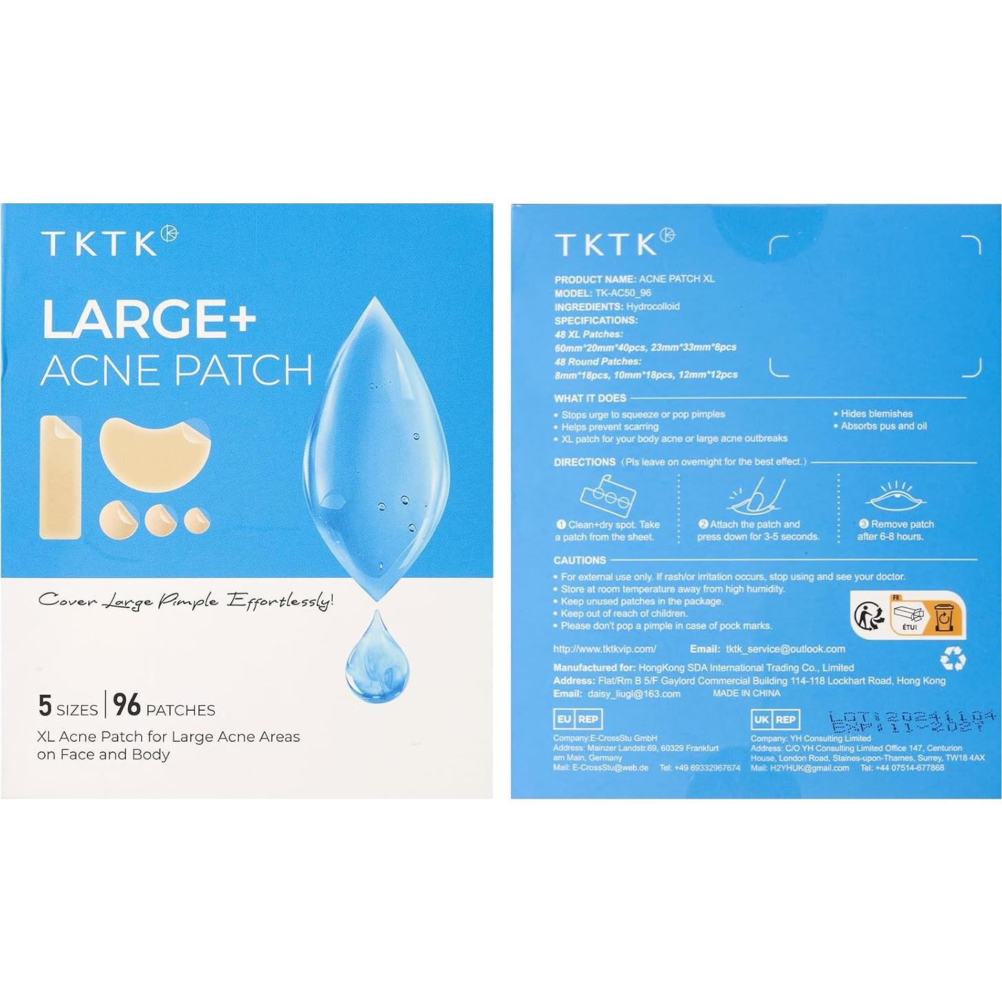 Parche para Granos Grande TKTK XL 60x20mm Hidrocoloide 96 Parches