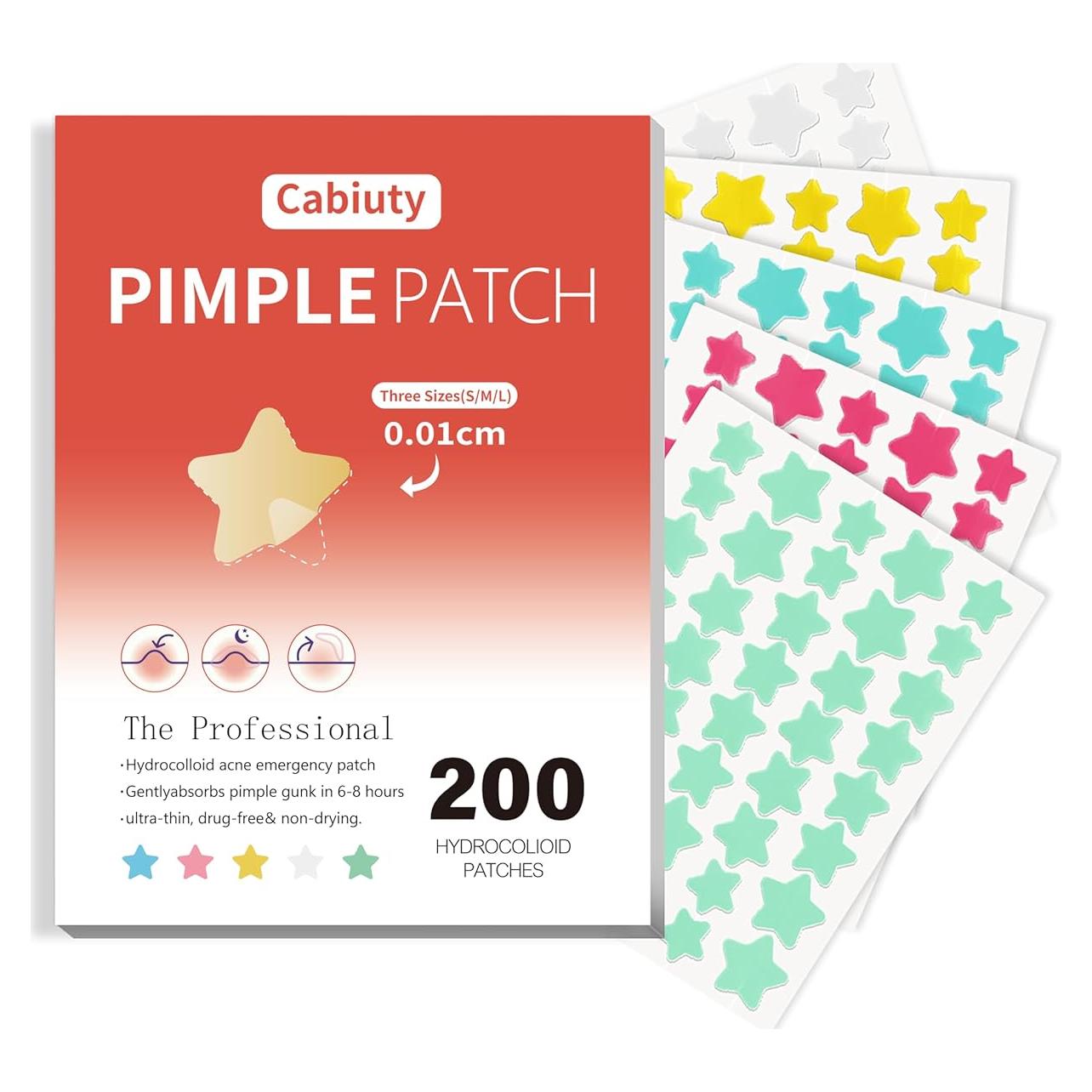 Parche Hidrocoloide para Granos Cabiuty - 200 Unidades, 3 Tamaños