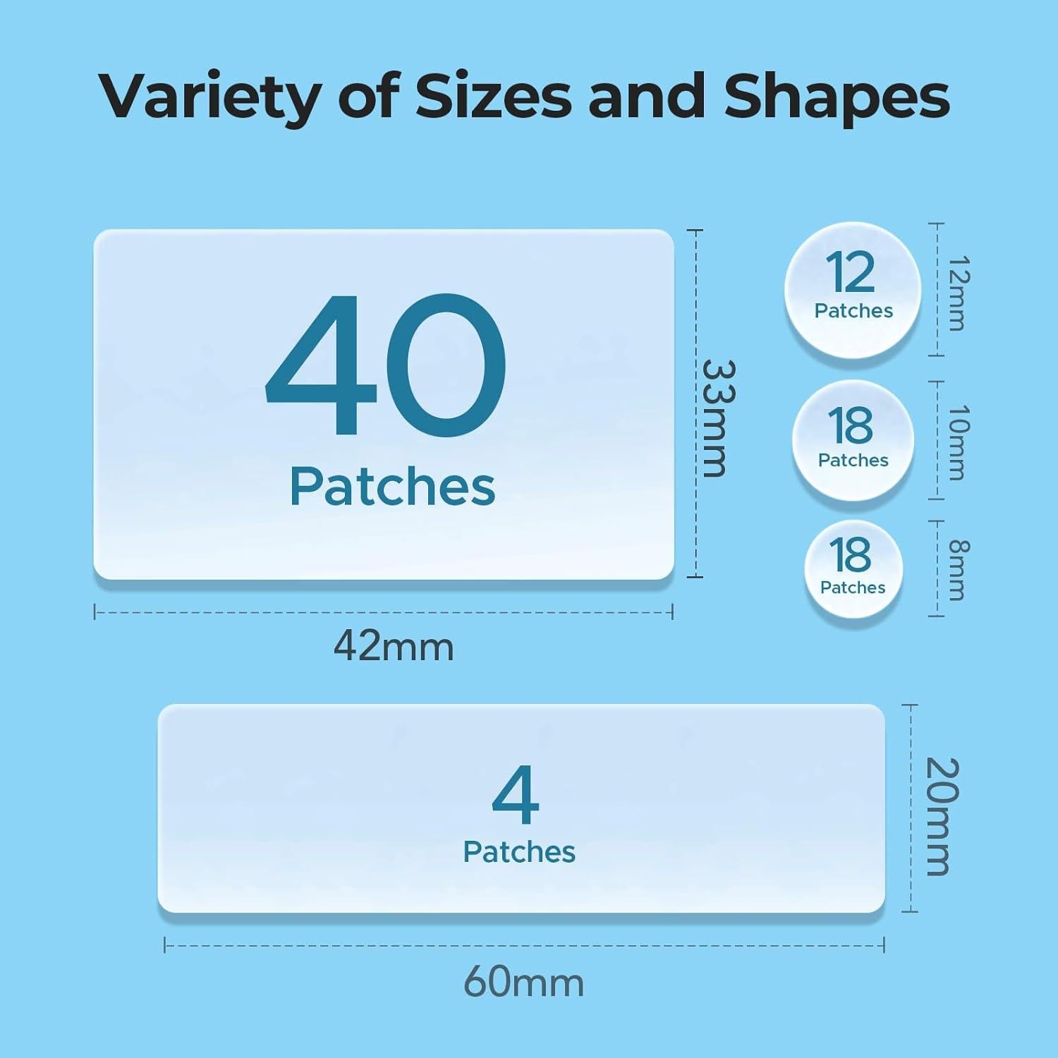 Parche para Granos TKTK Hidrocoloide 92 Parches 5 Tamaños