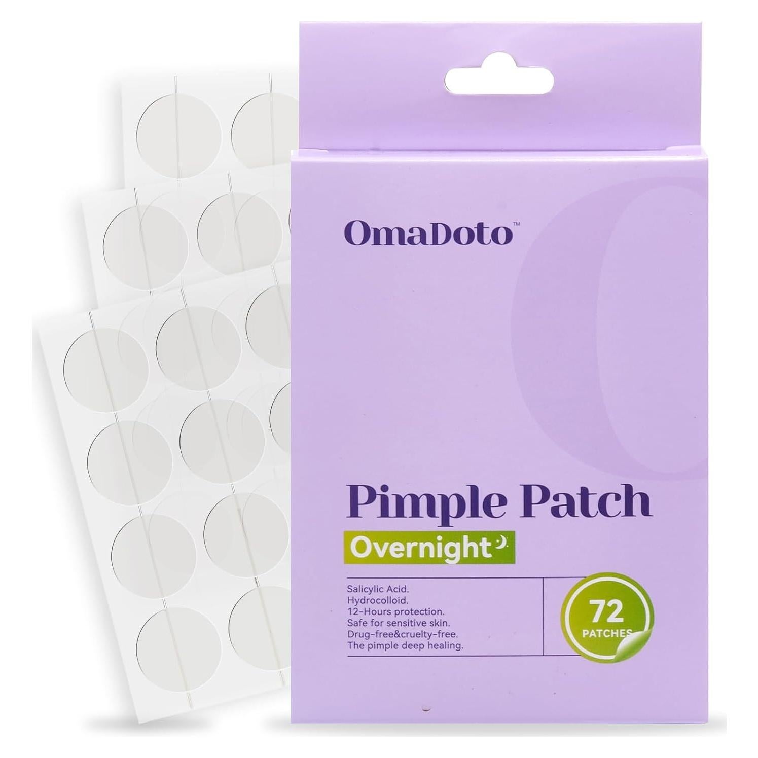 Parche Hidrocoloide para Granos Nocturno OmaDoto - 72 Piezas 10mm y 12mm