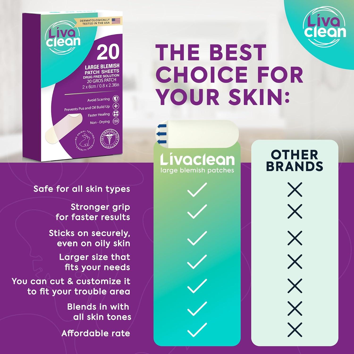 Parches Hidrocoloides Grandes LivaClean para Granos - 20 Unidades