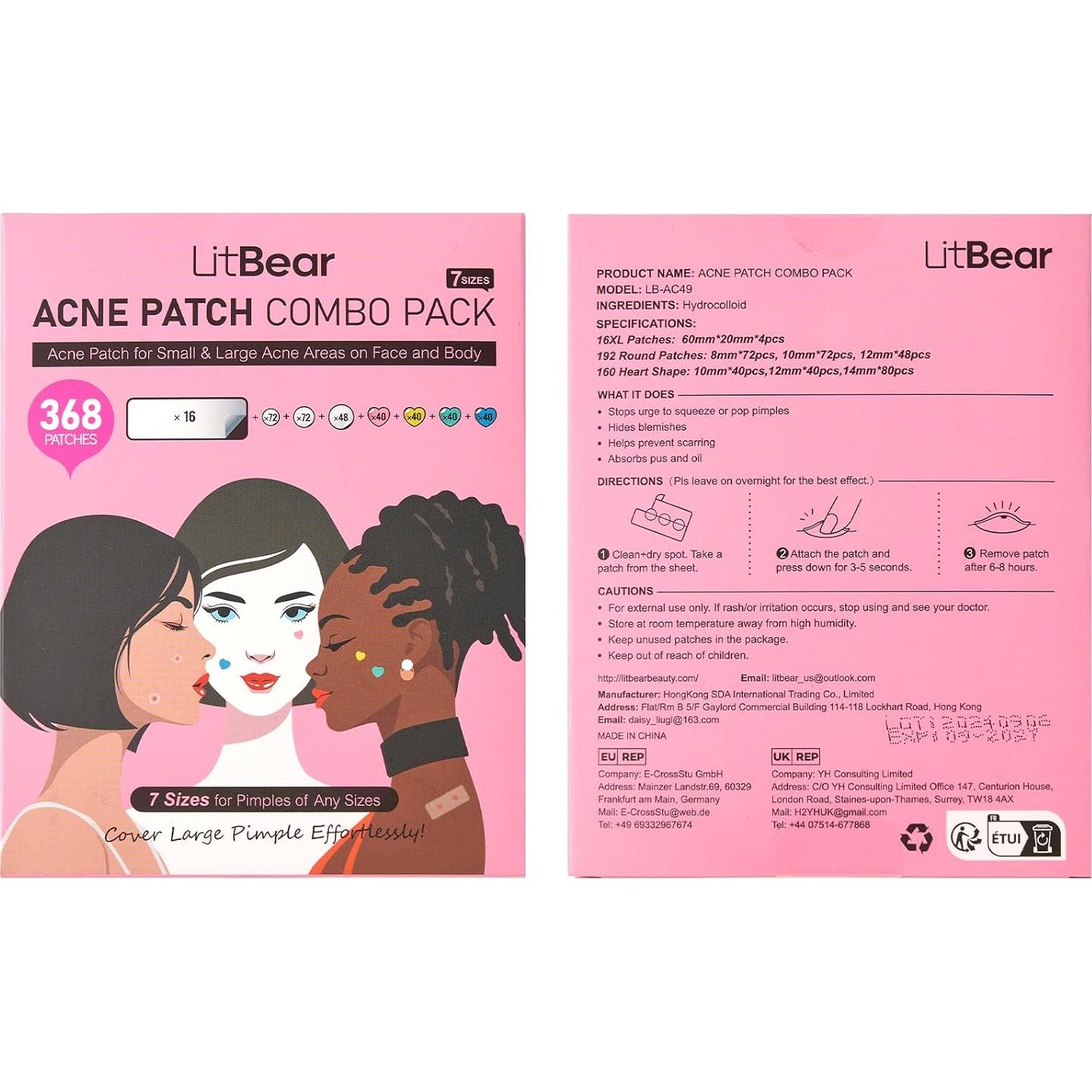 Parches Hidrocoloides para Acné LitBear 3 en 1 - 192 Piezas