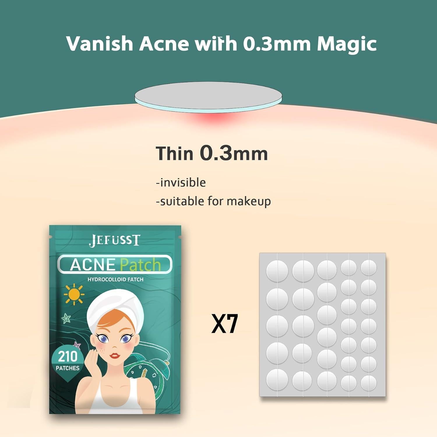 Parche Hidrocoloide para Granos Jefusst 210 Unidades 3 Tamaños