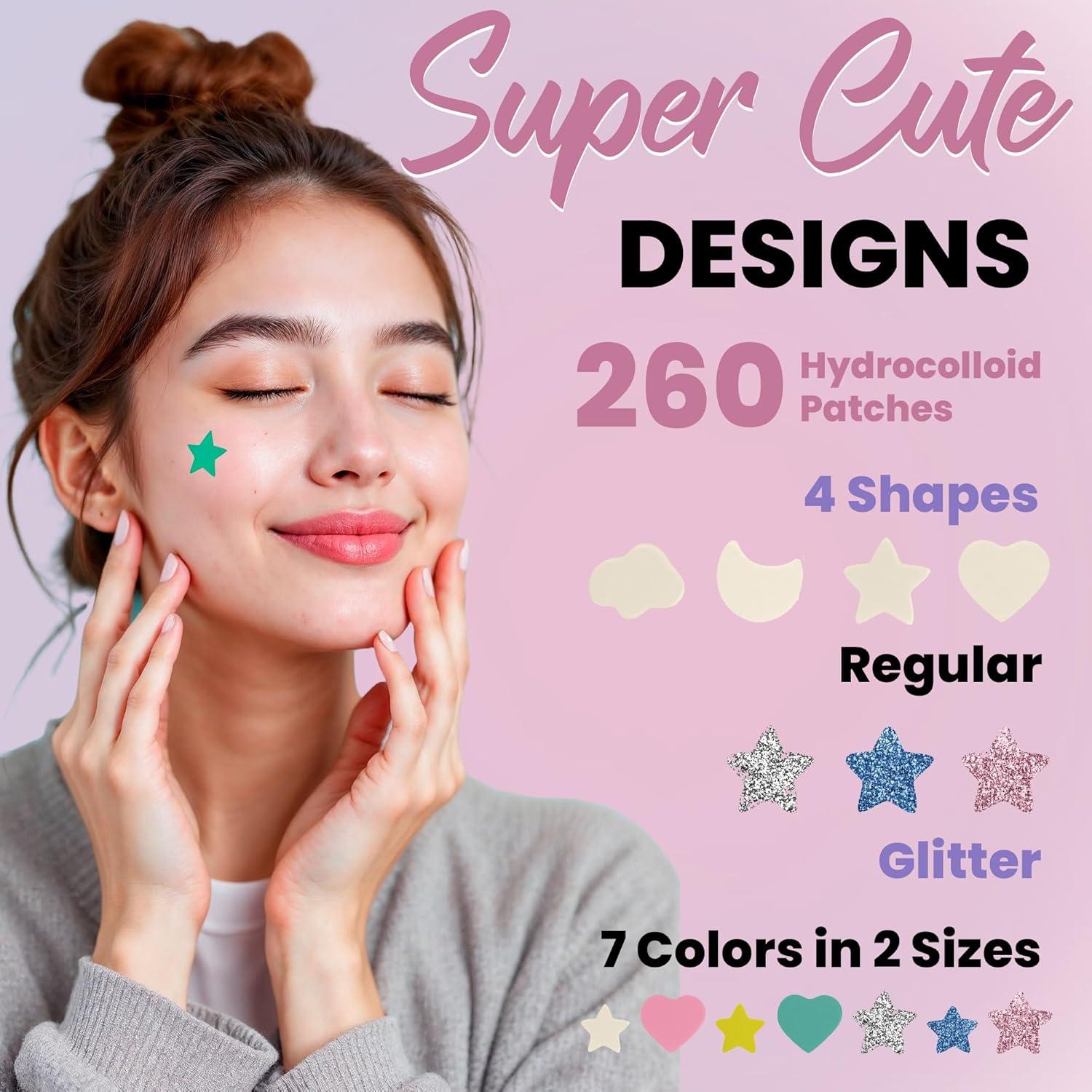 260 Parches Hidrocoloides para Espinillas Andlane - 7 Colores y 2 Tamaños