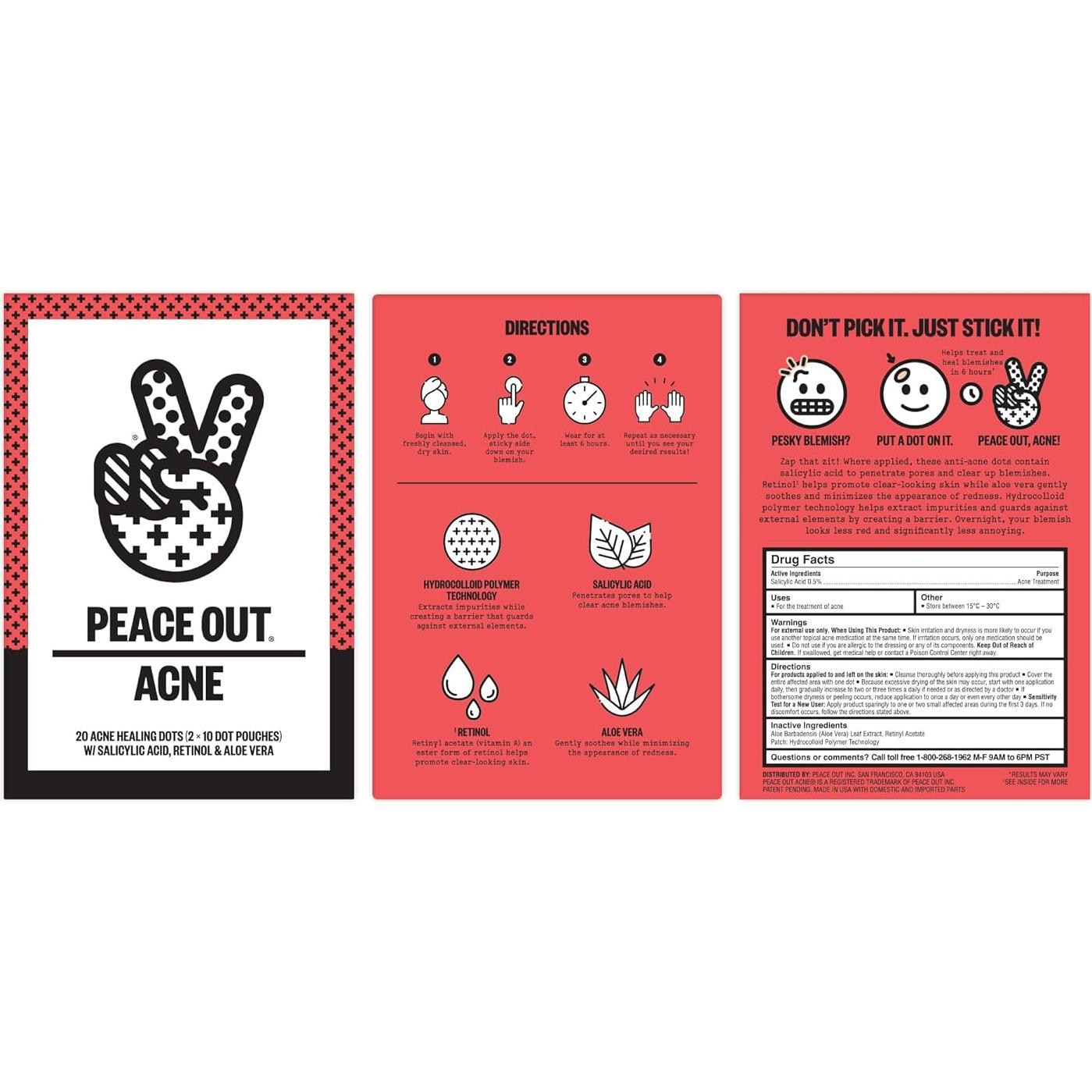 Parches para Acné PEACE OUT - 8 Unidades con Ácido Salicílico