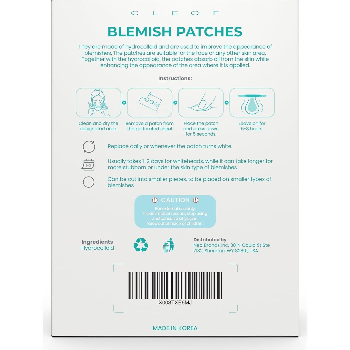Parche Hidrocoloide para Acné CLEOF - 46 Unidades Vegano