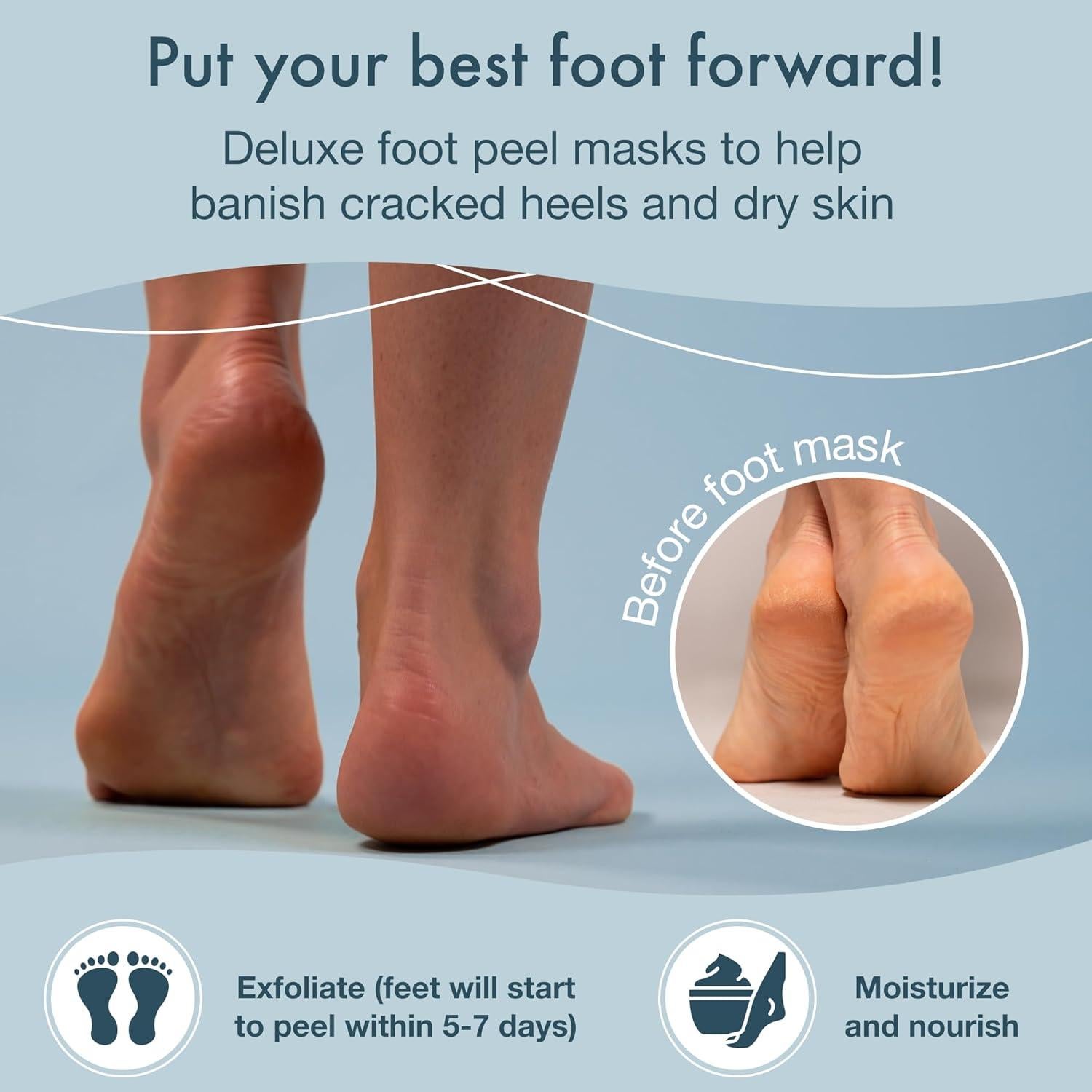 Mascarilla Exfoliante para Pies Blue Oasis - Durazno 4 Pack