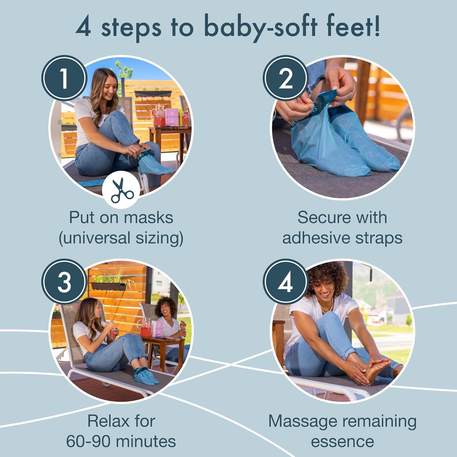 Mascarilla Exfoliante para Pies Blue Oasis - Durazno 4 Pack