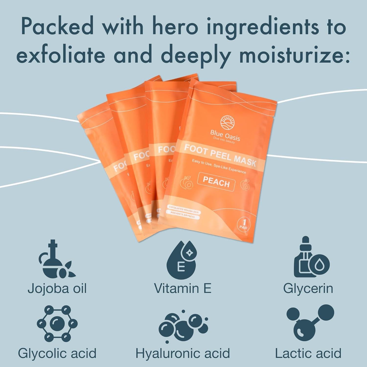 Mascarilla Exfoliante para Pies Blue Oasis - Durazno 4 Pack