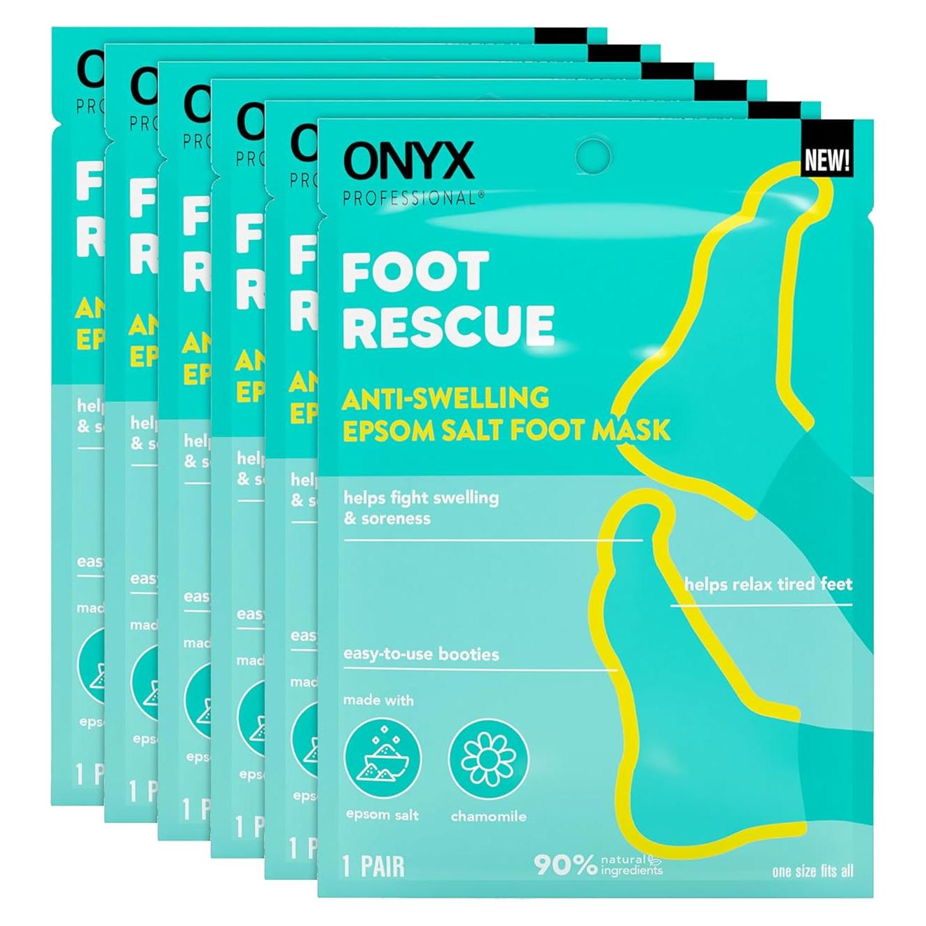 Mascarilla para Pies Onyx Professional - Sal de Epsom y Manzanilla, 6 Pares