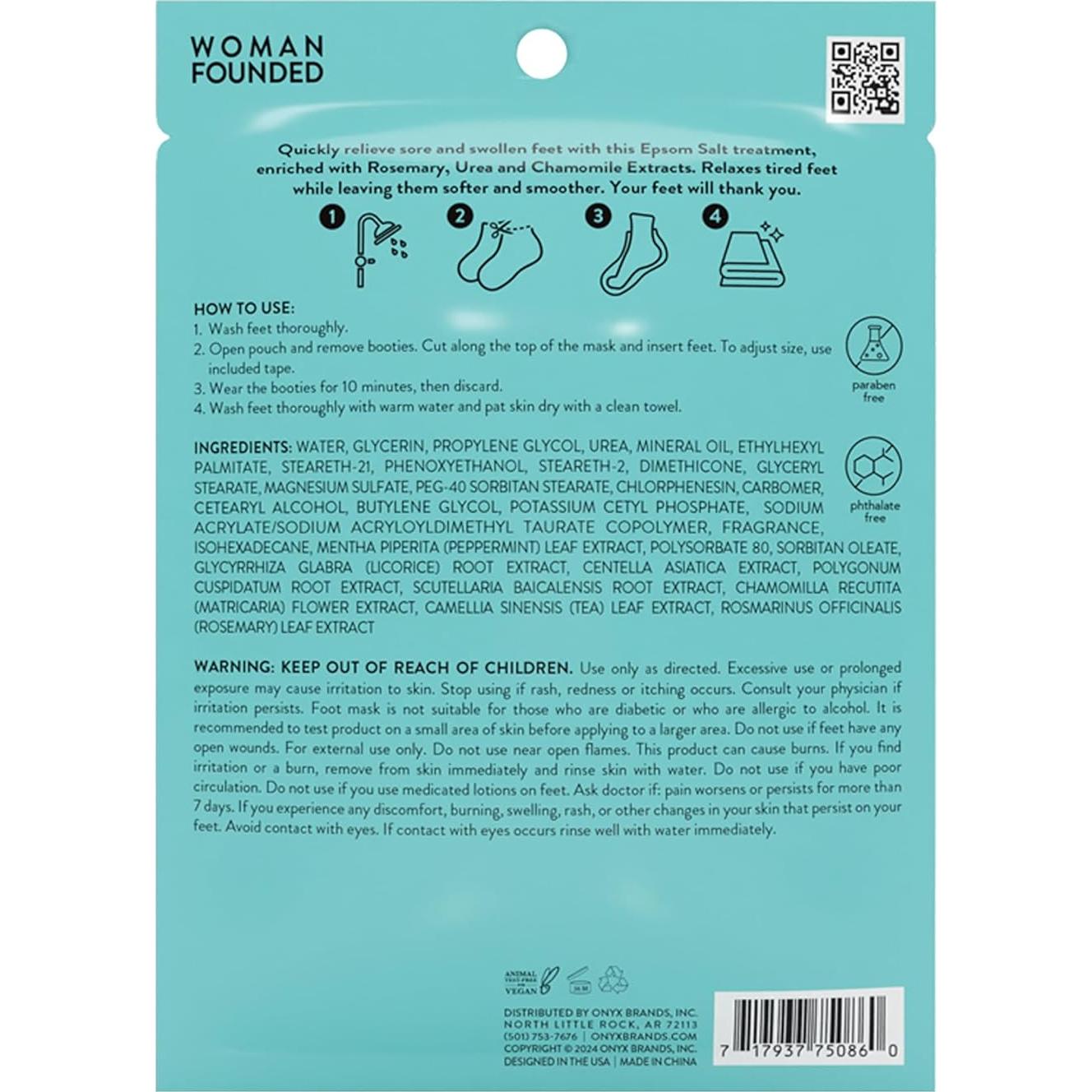 Mascarilla para Pies Onyx Professional - Sal de Epsom y Manzanilla, 6 Pares