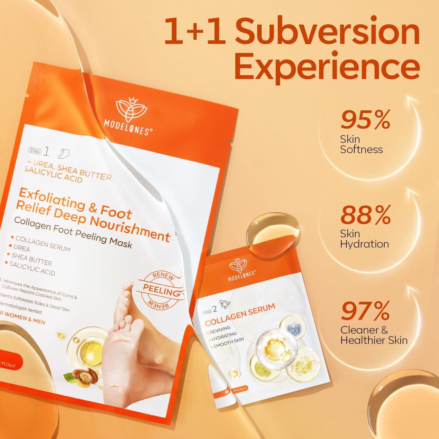 Mascarilla Exfoliante para Pies Modelones - 3 Paquetes con Colágeno