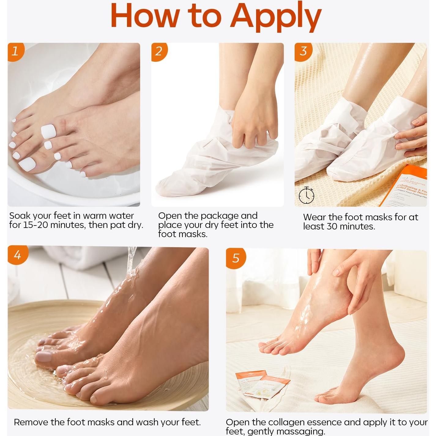 Mascarilla Exfoliante para Pies Modelones - 3 Paquetes con Colágeno